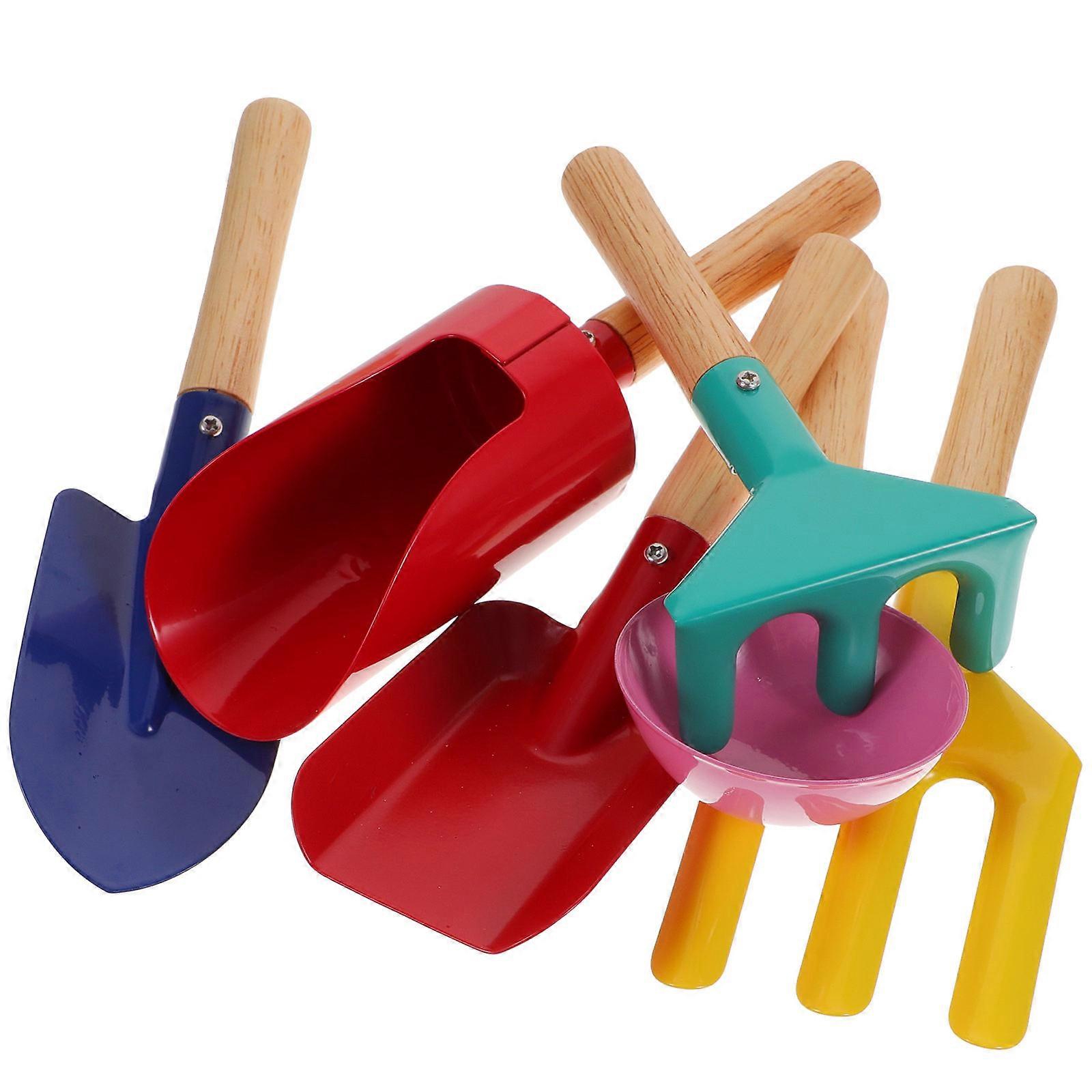 Small Gardening Rake for Kids Use with Lightweight Wood and Iron Material Assorted Color