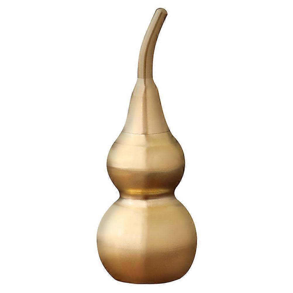 Golden Brass Gourd Figurine for Home Use Chinese Luck Charm with Excellent Durability and Smooth Surface 2.5 Inches