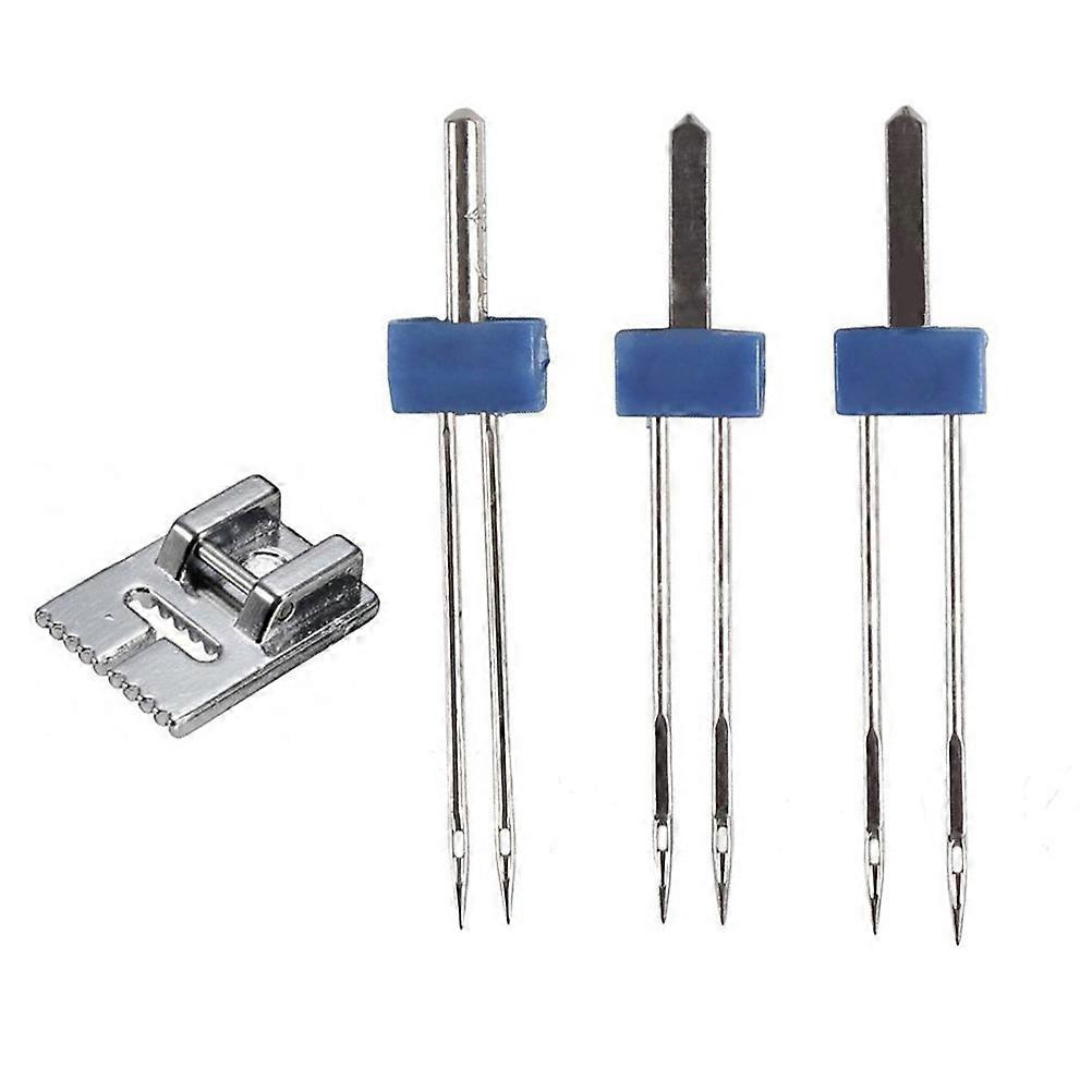 Sewing Machine Twin Needles Set 3Pcs Double Needles with Silver Color for Straight and Pattern