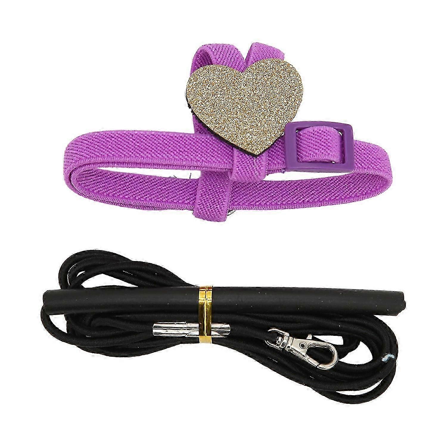 Pet Bird Harness Leash Elastic Adjustable Lightweight Parrot Flying Leash Straps with Cute Heart Pur
