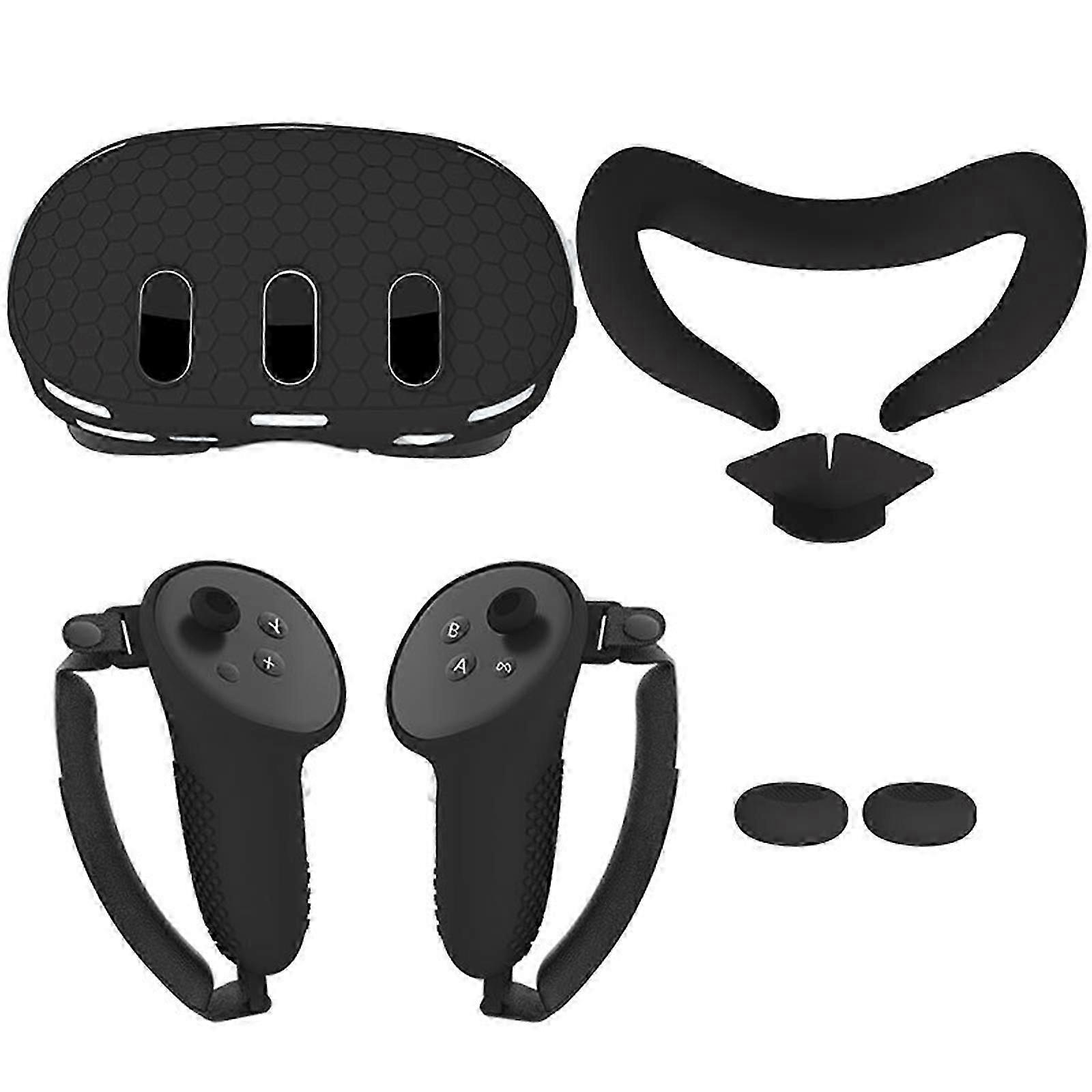 Silikon-Schutzhülle für Oculus Quest 3, inklusive Shell-Abdeckung, Gesichtsabdeckung, Controller-Griffabdeckung, Objektivabdeckung, Joystick-Kappen (nicht zum Aufladen