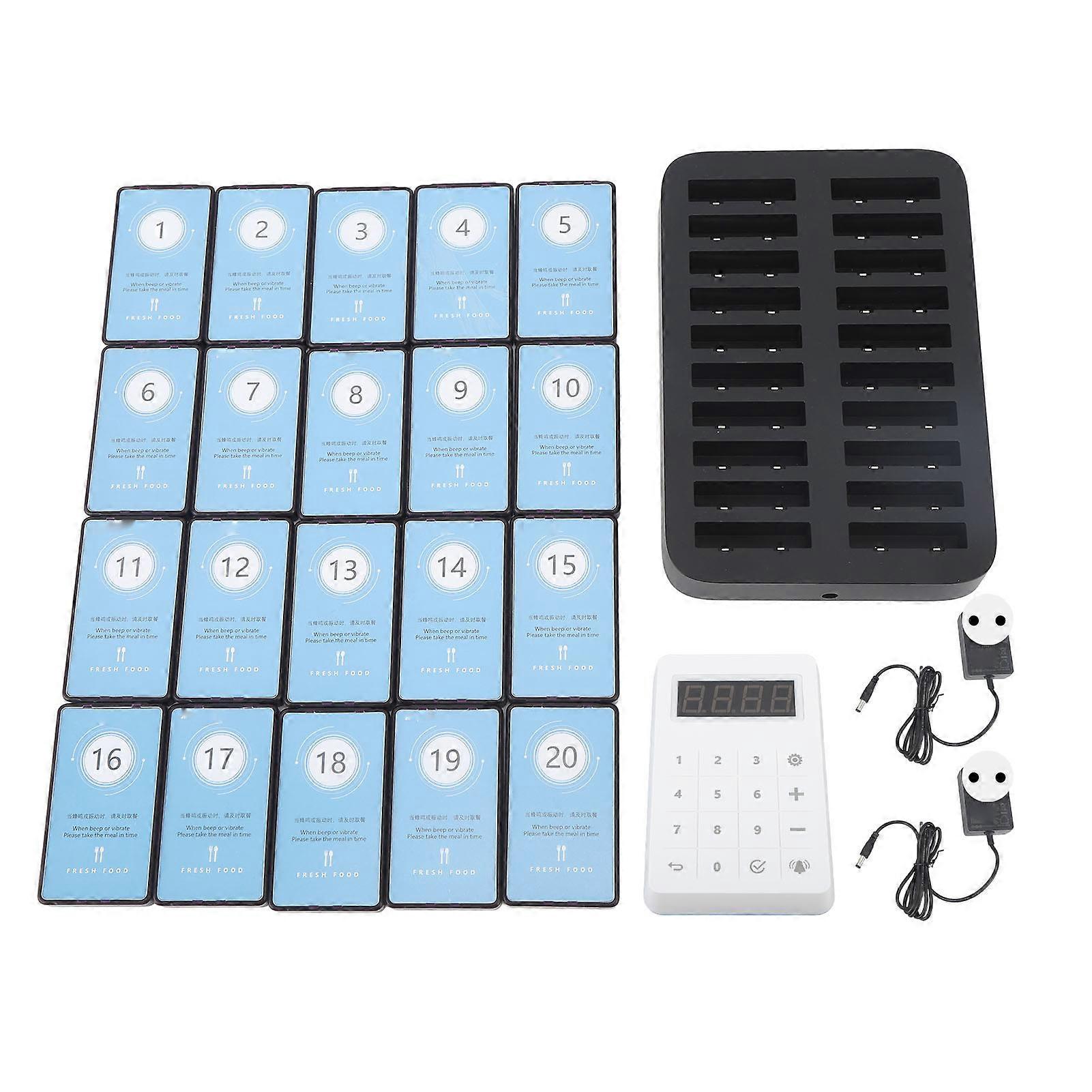 20-Pager Wireless Restaurant Alert System with 700m Range, Multi-Alert Modes, EU Plug & Batteries