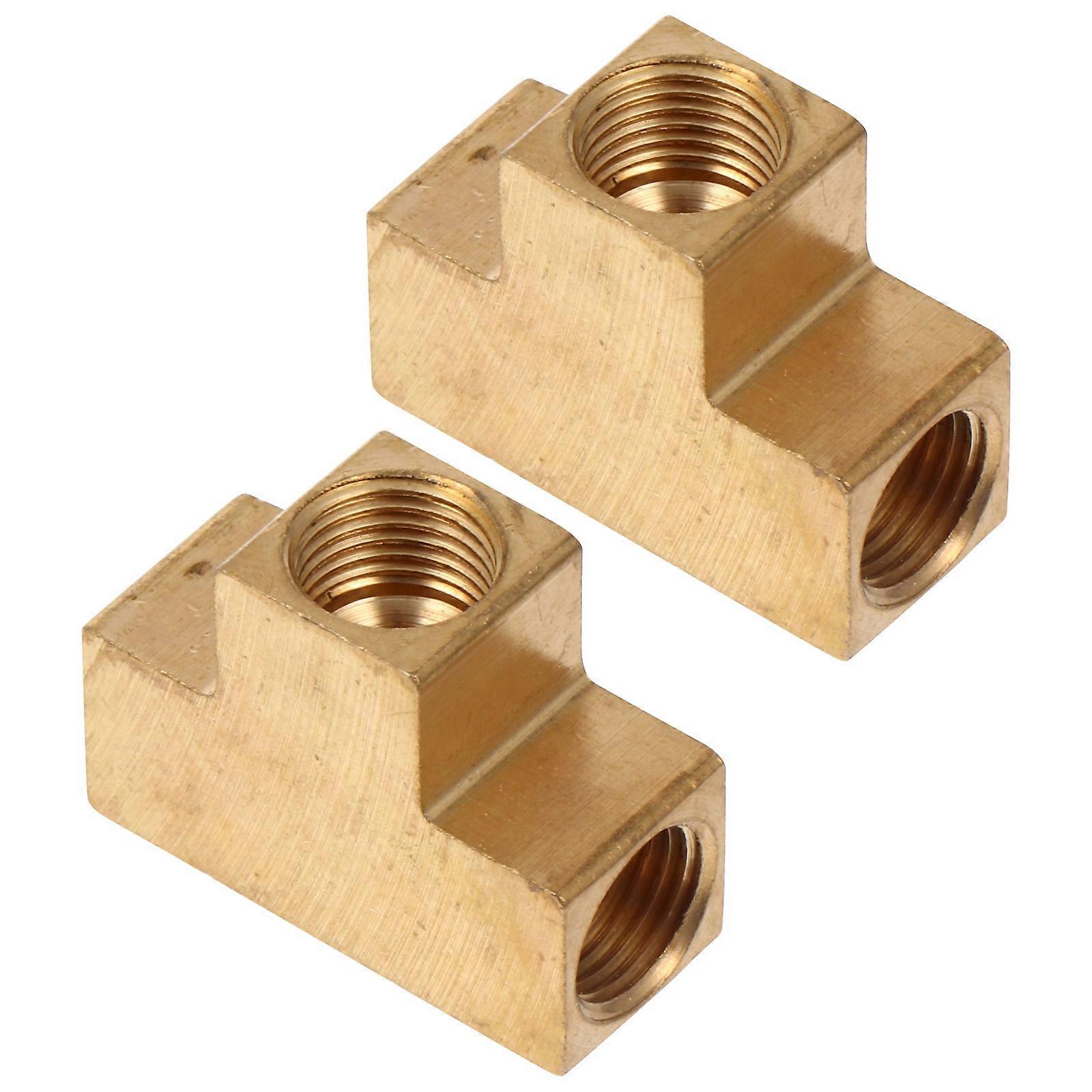 Brass Three-way Connectors for Home Use Strong and 2Pcs Golden