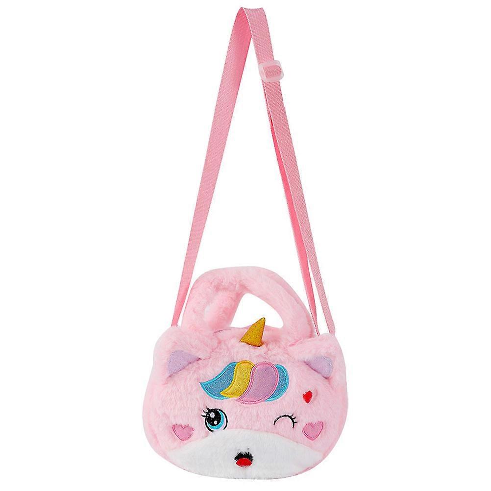 Girls Shoulder Pouch In Pink Plush Material For Organized Travel And Parties 1Pack