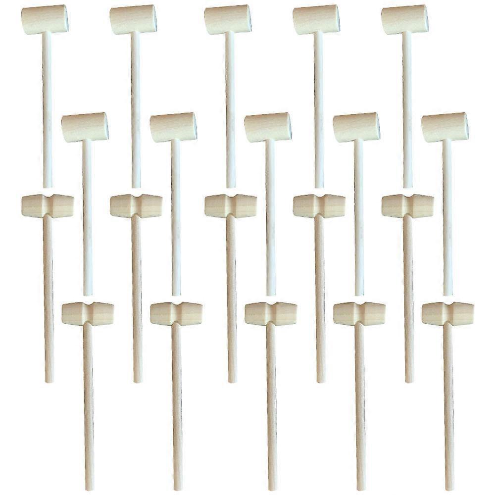 20 Pcs Mini Wooden Hammers, Lightweight Natural Wood Mallets with Smooth Polished Surface, Safe for Play and Crafts, Portable and Easy to Use