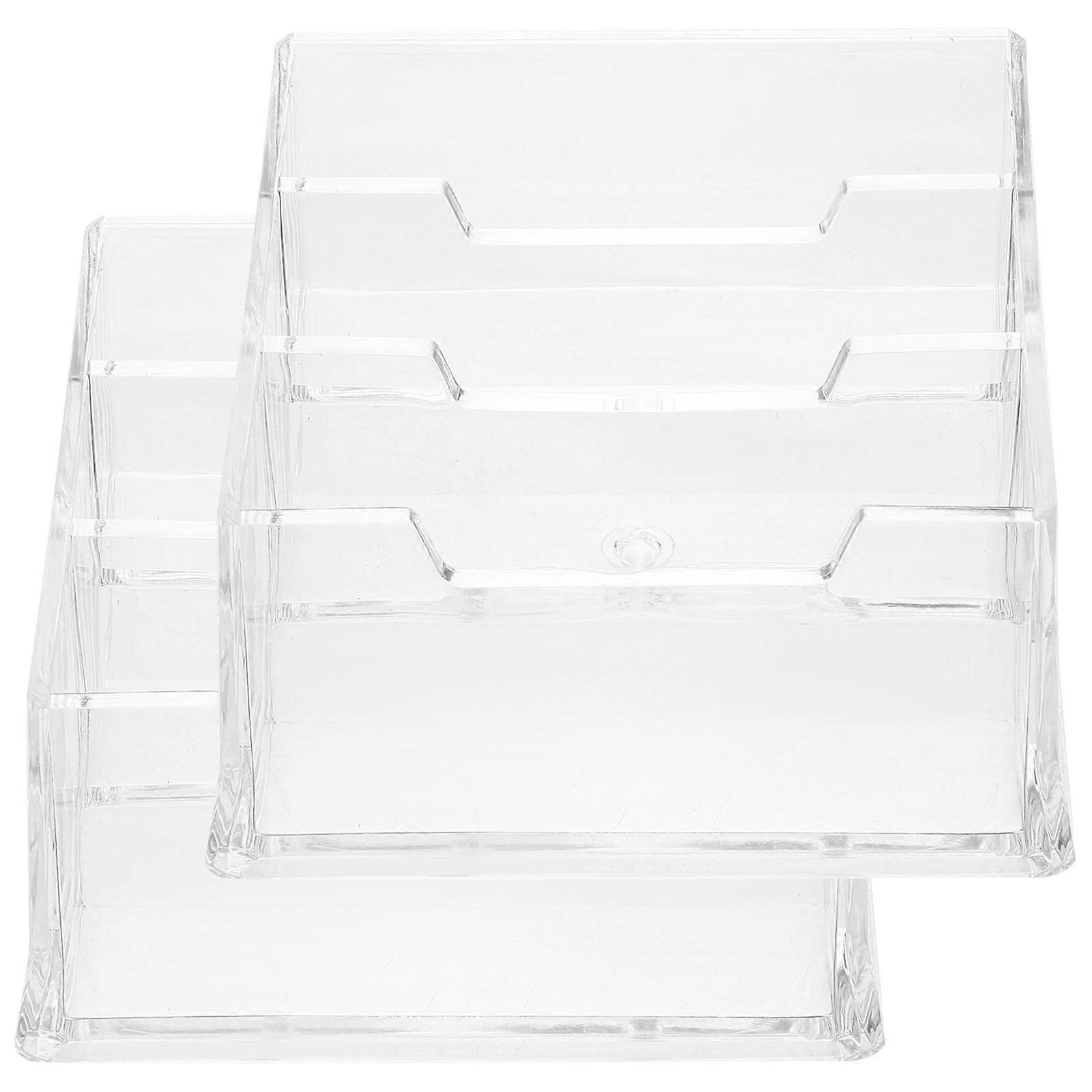 Acrylic Business Card Holder with Slots Stylish Desk Display Stand for Office, Retail Stores and Card Organizers