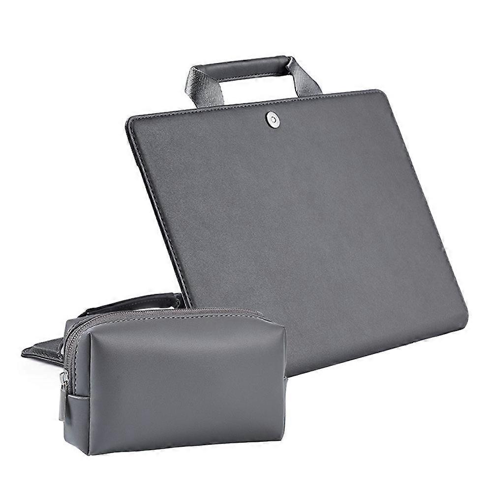 Sac de rangement pour ordinateur portable avec cordon d’alimentation Sac pour le bureau, les voyages d’affaires, l’école, le matériau PU gris avec 1 ensemble