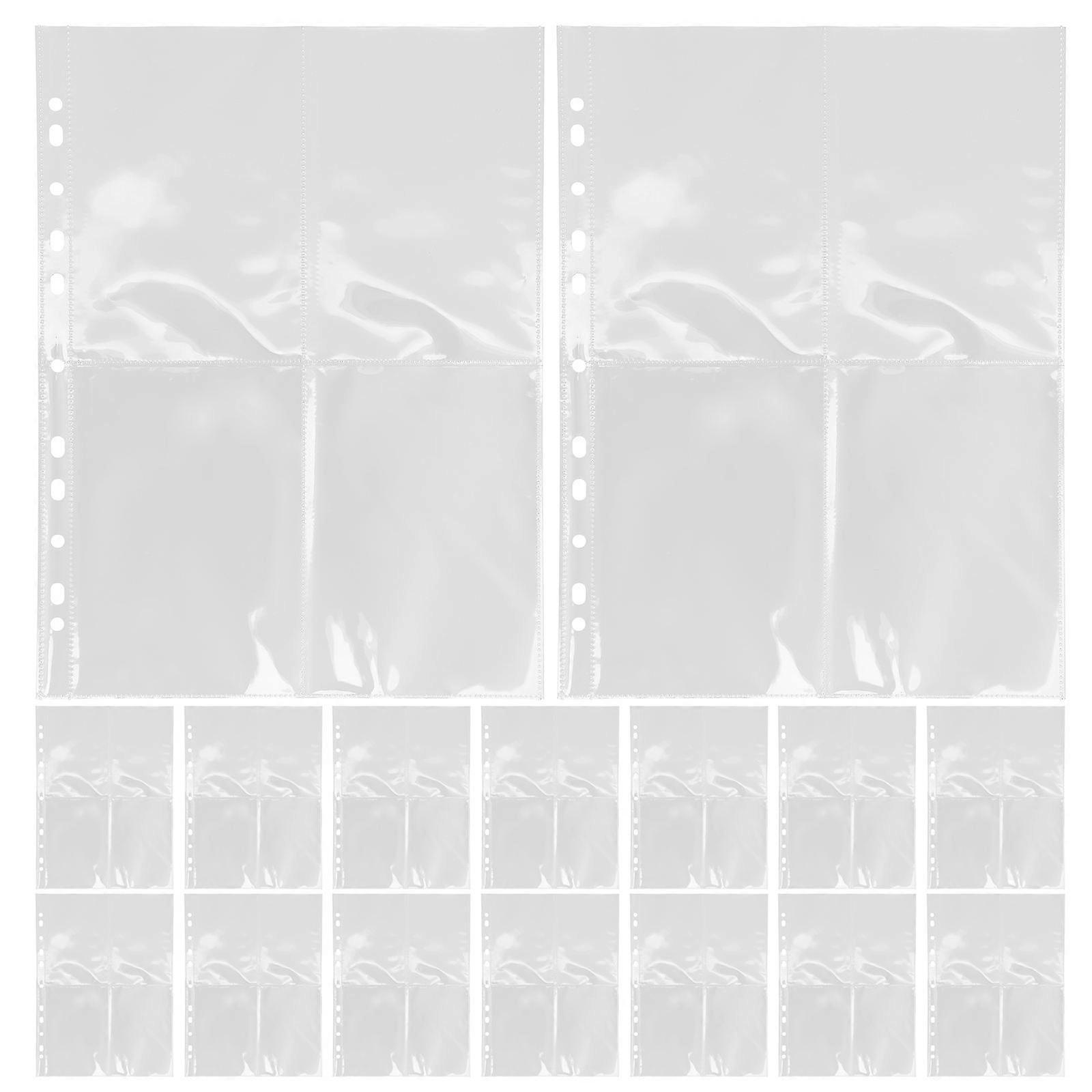30 Pack Clear Binder Pages with Double Sided Game Card Sleeves for Photo Albums, Planners & Collectible Card Organization