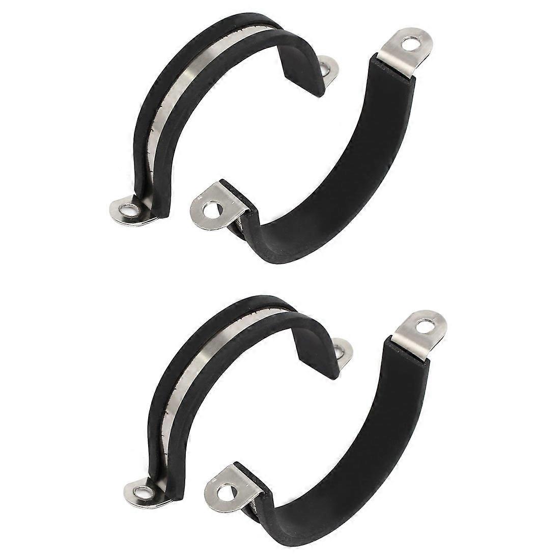 sourcingmap® 45mm Dia Rubber Lined U Shaped 304 Stainless Steel Pipe Clip Hose Clamp 4pcs