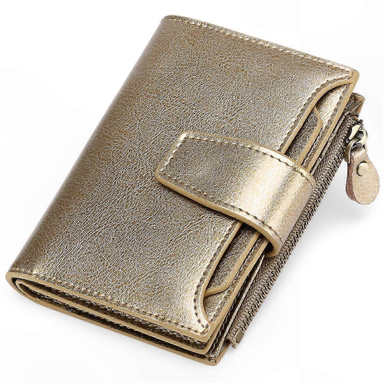 Luxury Leather Wallet with 14 Compartments and Card Holder in Bronze Style
