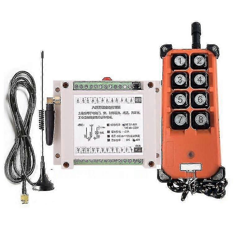 8 Channel RF Wireless Remote Control System Receiver Transmitter, Universal Power, Industrial 200-3000m, for 315/433MHz DC 12V/24V/36V