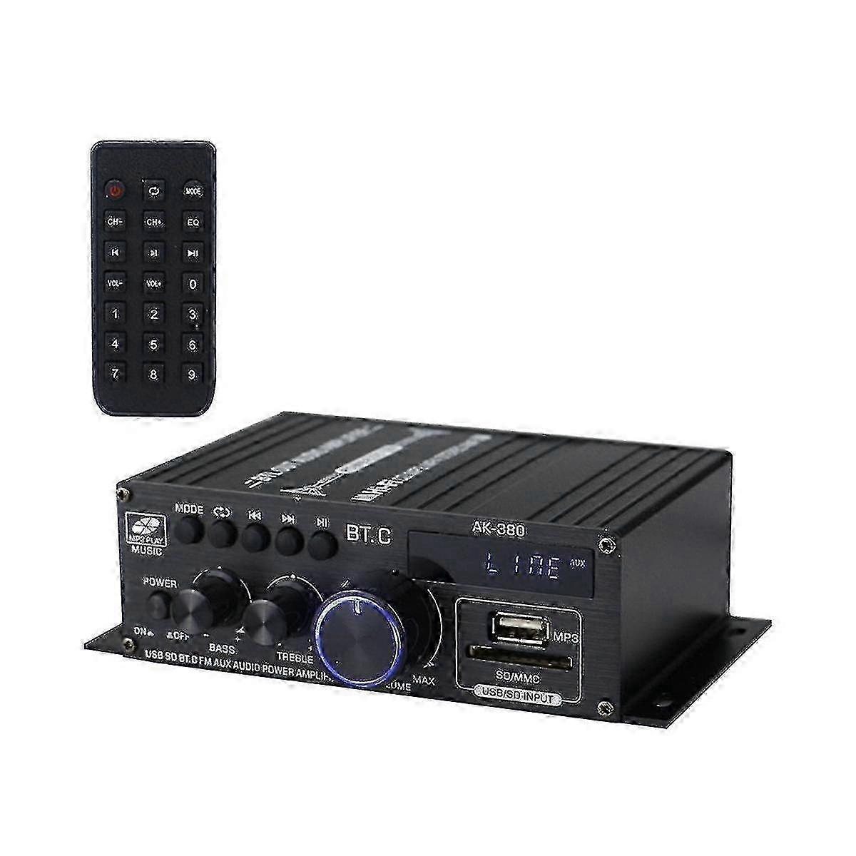 12V Bluetooth amplifier for AK380 800W with stereo and bass boost