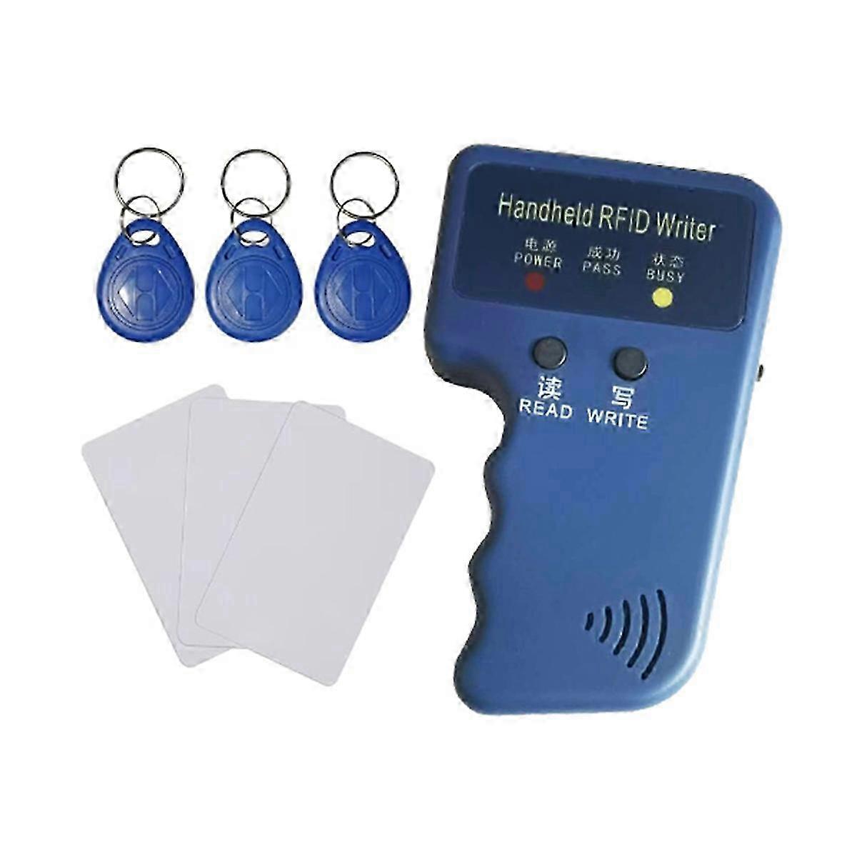 125KHz Card Reader Writer for ID HID and AWID Handheld RFID Copier with 3 T5577 Key FobsAs Shown SZRH A-D