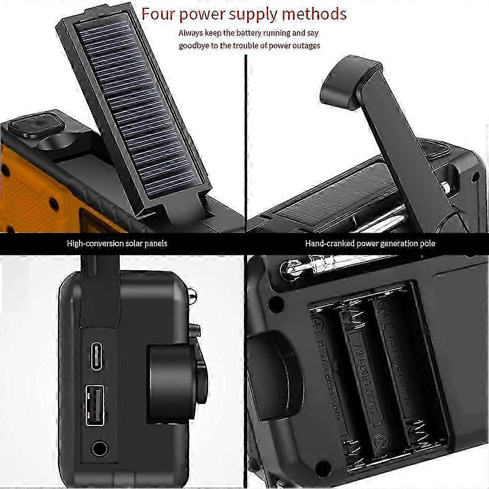 Solar Power Emergency Radio with 4000mAh Battery and Multi-BAND Radio for AM/FM SW LED Reading Flashlight Crank Charging