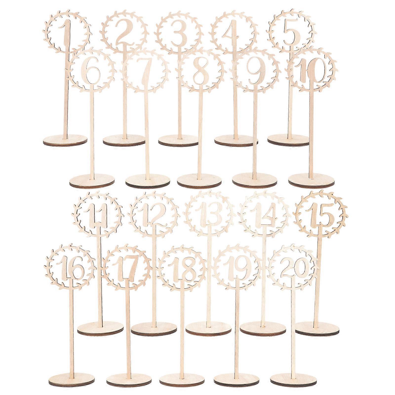 20Pcs Wood Table Numbers for Halloween Assorted Color Standing Signs 1-10 11-20