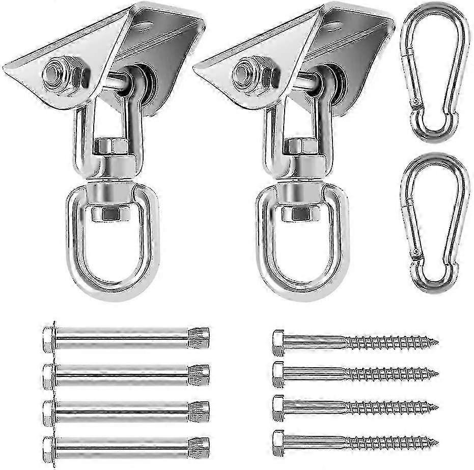 ステンレススチール製天井フックヘビーデューティー、ネジ付き金属製ハンギングフック(2パック、シルバー)