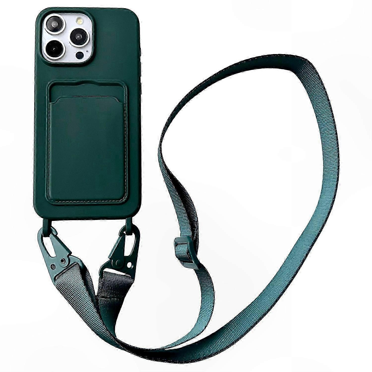 Silicone Soft Case with Card Holder and Strap for 16 Pro Max