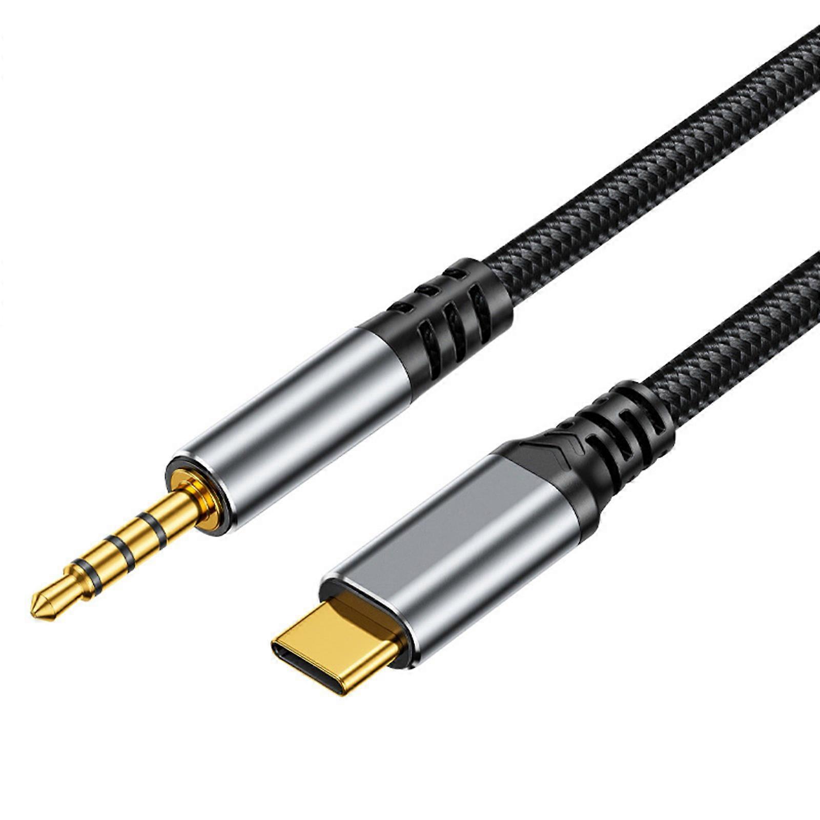 Braided USB C to 3.5mm 3.5mm Cord Equipped With Decoding Chip for Studio Level Auditory Conversion and Signal Stability Multicolor
