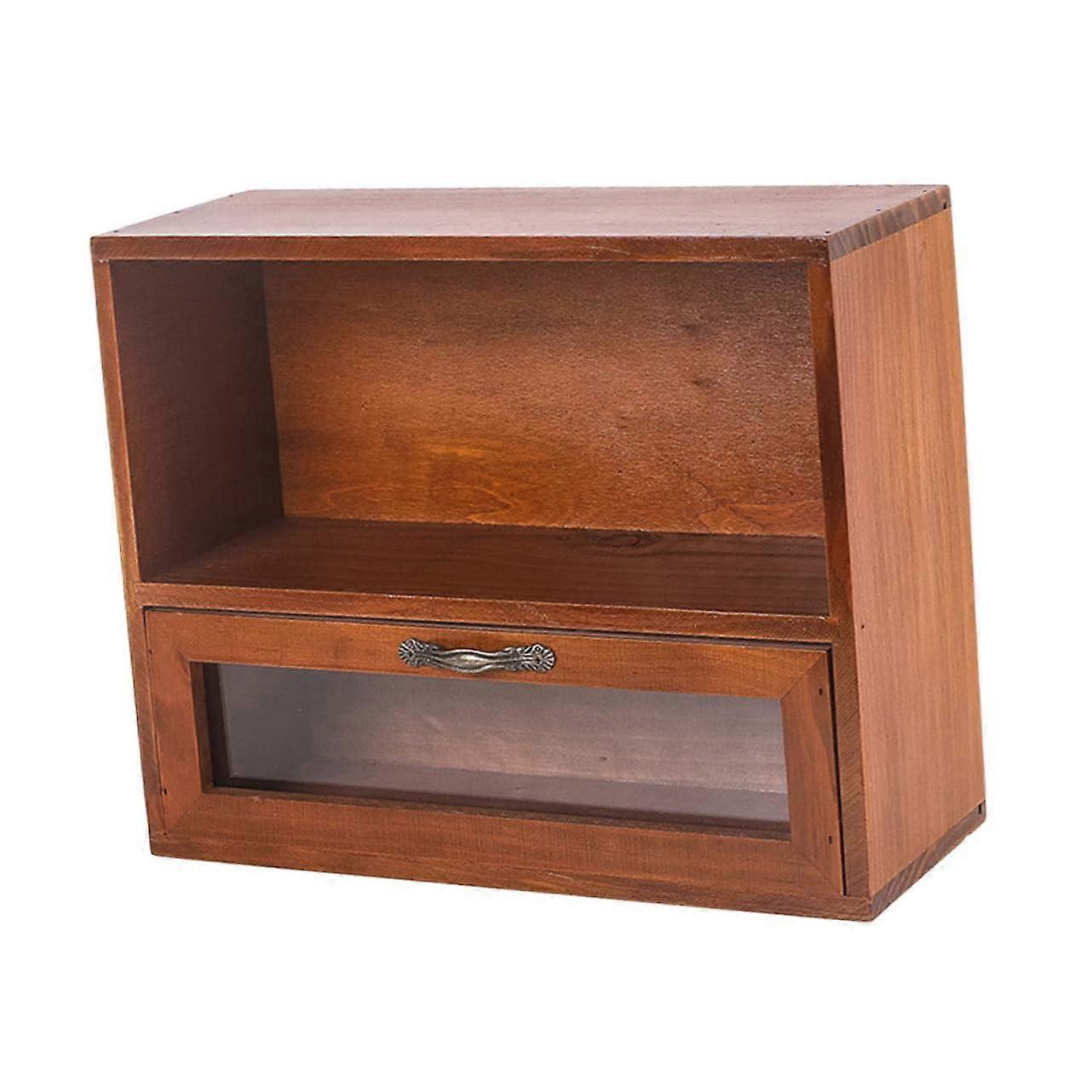 Retro Style Makeup Rack Vintage Storage Shelf for Cosmetics Cup Storage Cabinet Lamp Shelf