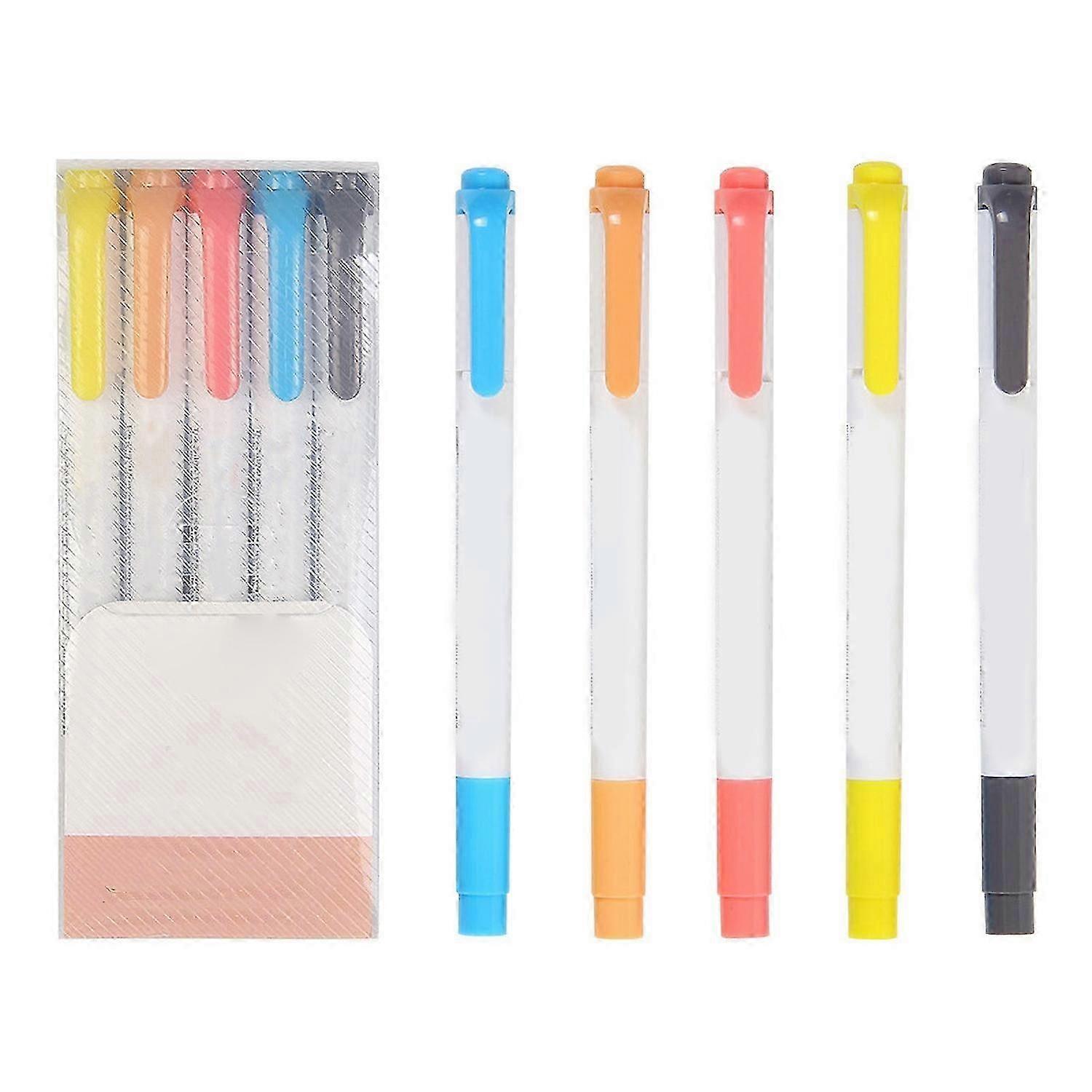 Highlighter Set Dual Heads Thick and Thin Note Taking Bright Color Portable Wide Application Note Ta