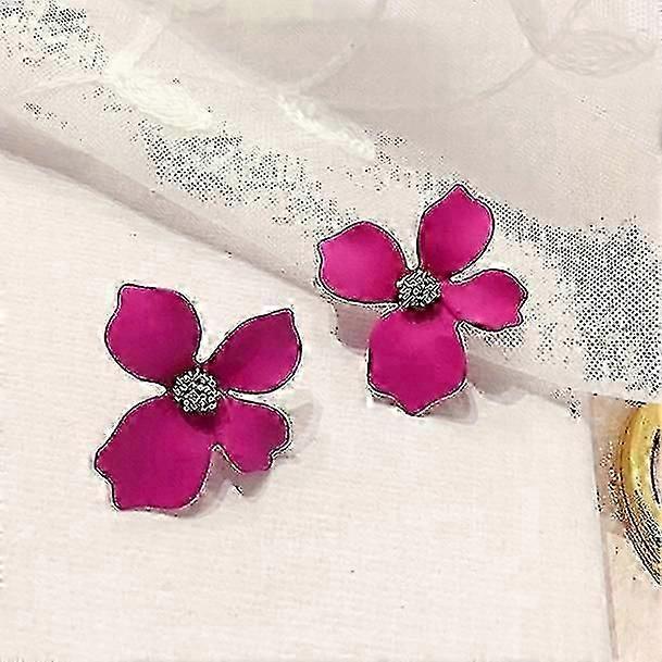 Fuchsia Pink Flower Design Statement Earrings jjm