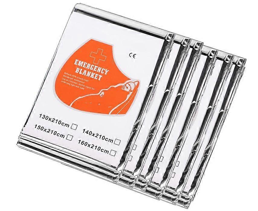 Emergency Mylar Thermal Blanket kit (Pack of 6), 52" Length x 84" Width, Silver disposable sheets for travel(Silver)