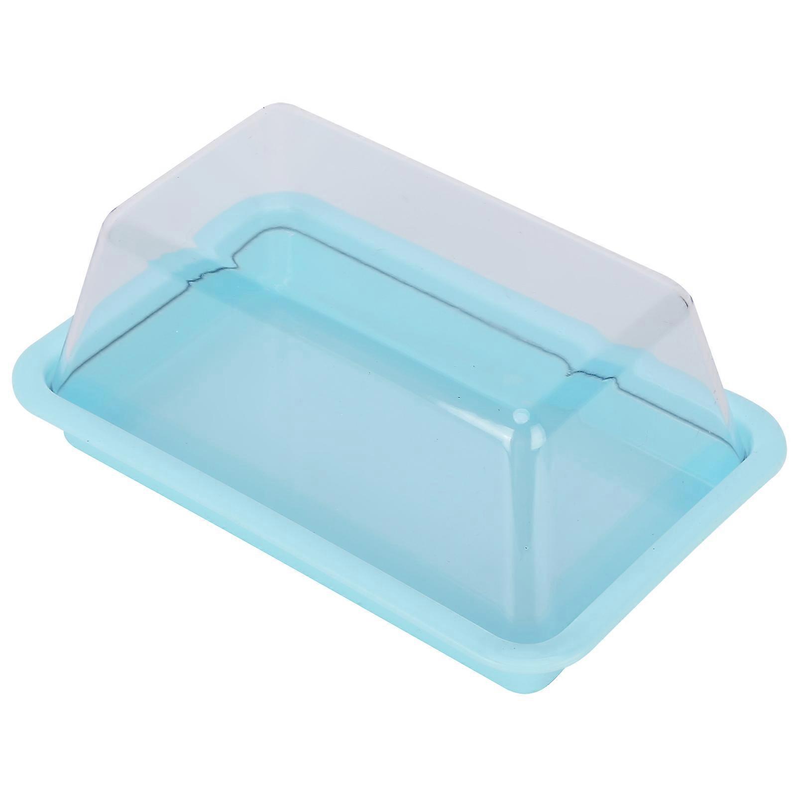 Rectangular Blue Butter Storage Box with Lid Portable 215g