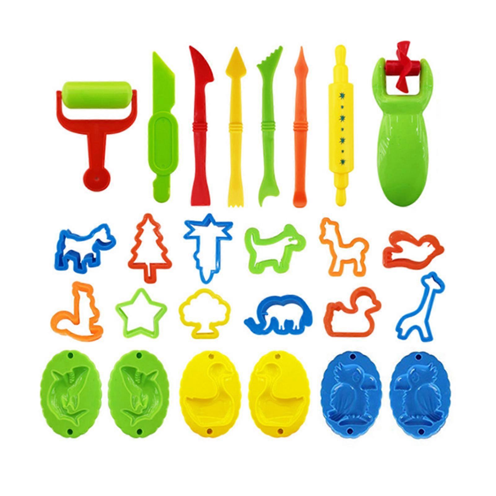 26 Pieces Plasticine Tools Clay Accessories Set with Various Molds Rollers Cutters Educational Craft Kit for Kids Random Color