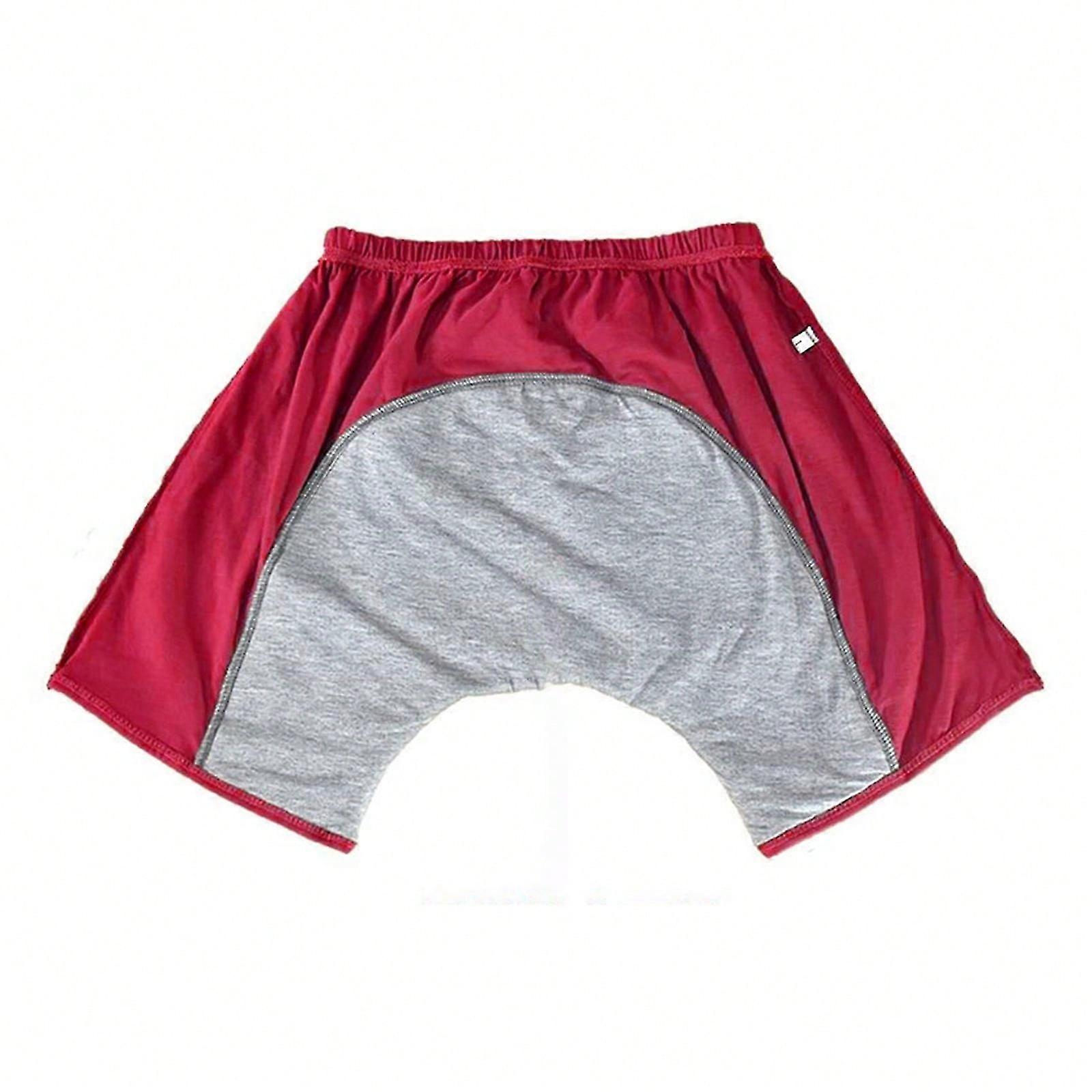 Leak Proof Washable Reusable Cotton Boxer Brief,Mild Flow Bladder Leakage Underwear Men's Incontinence Underwear Gifts Wine Red L