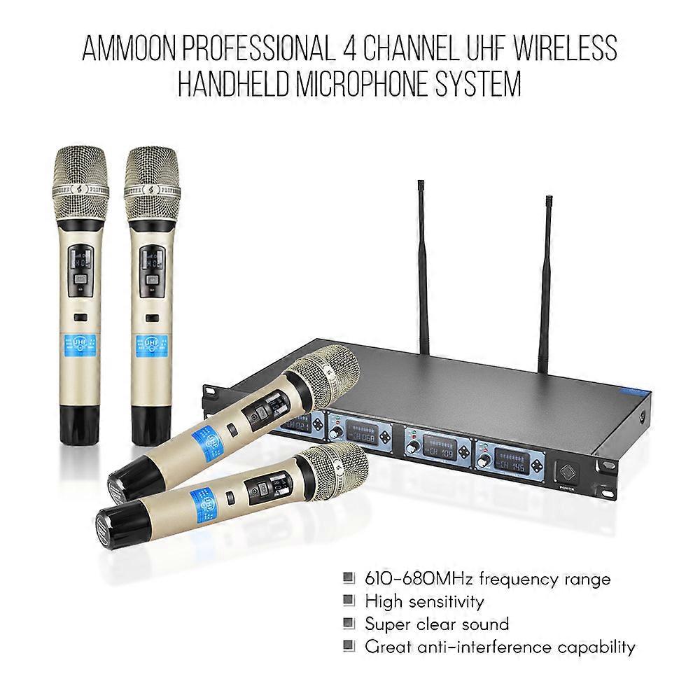 4D-B 4 Channel UHF Wireless Mic System with 4 Mics & Receiver