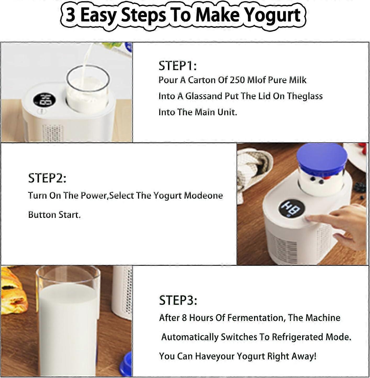 3 In 1 Yogurt Maker Machine Automatic Digital Yogurt Maker With LCD Display Timer Glass Inner Pot Timer Control White