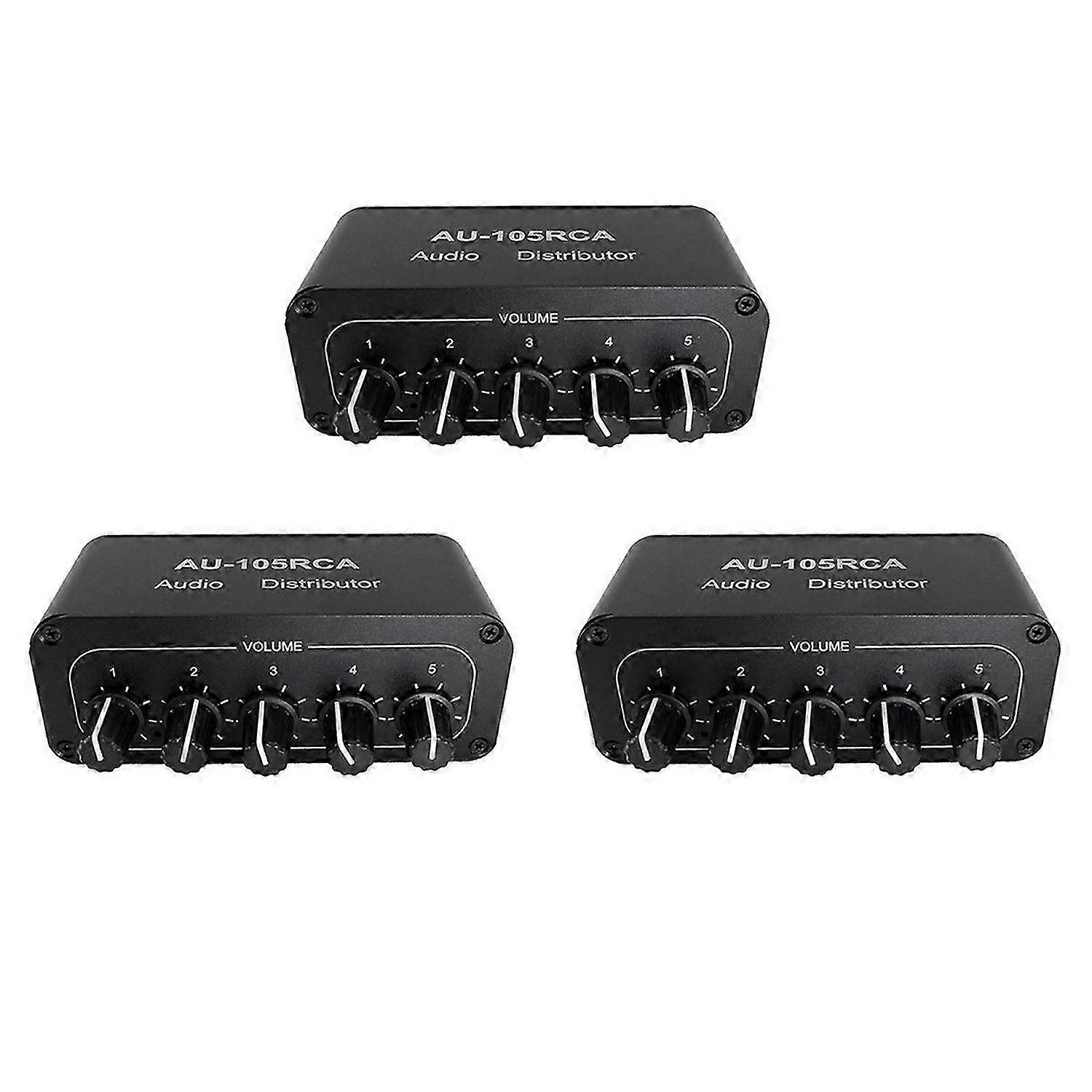 5CH Audio Distributor Stereo Audio Mixer 1Input 5Output Splitter