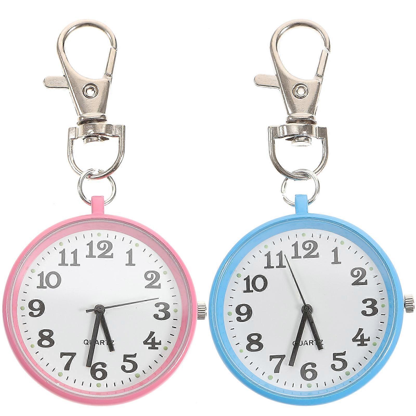 Fob Watch Nurse Round Simple Hanging Watch Festival Daily Use Assorted Color Time Telling 2Pack