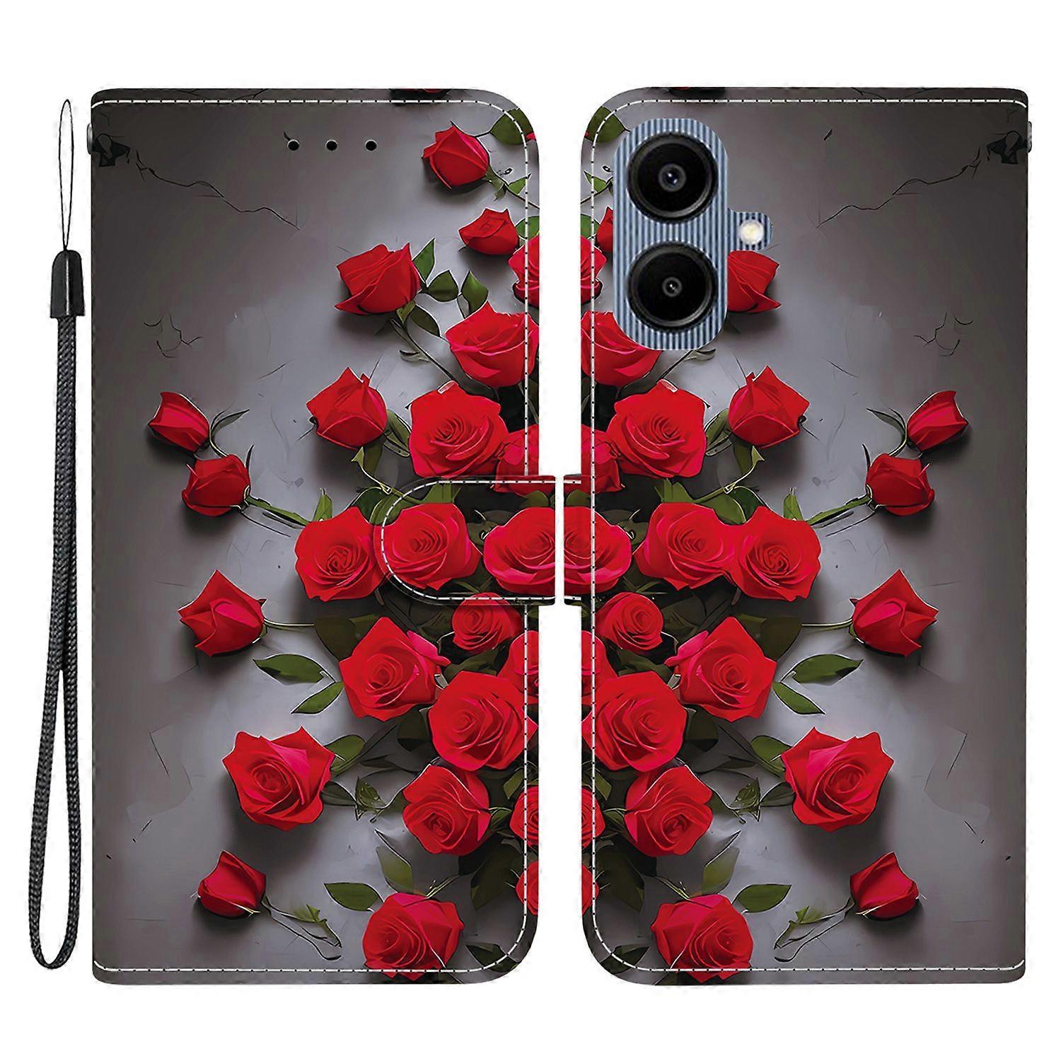 Leather Case For Samsung Galaxy A07 4G/ A06 5G/ A06 4G Stand Wallet Pattern Printing Phone Cover with Wrist Strap