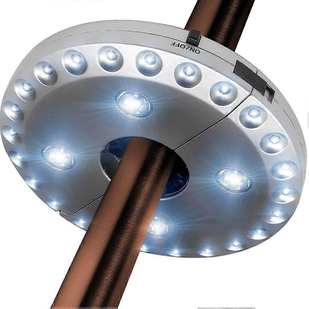 Cordless 28 LED Umbrella Lights For Parasol Umbrellas, 3-Level Dimming, Umbrella Pole Patio Lighting, Pure White