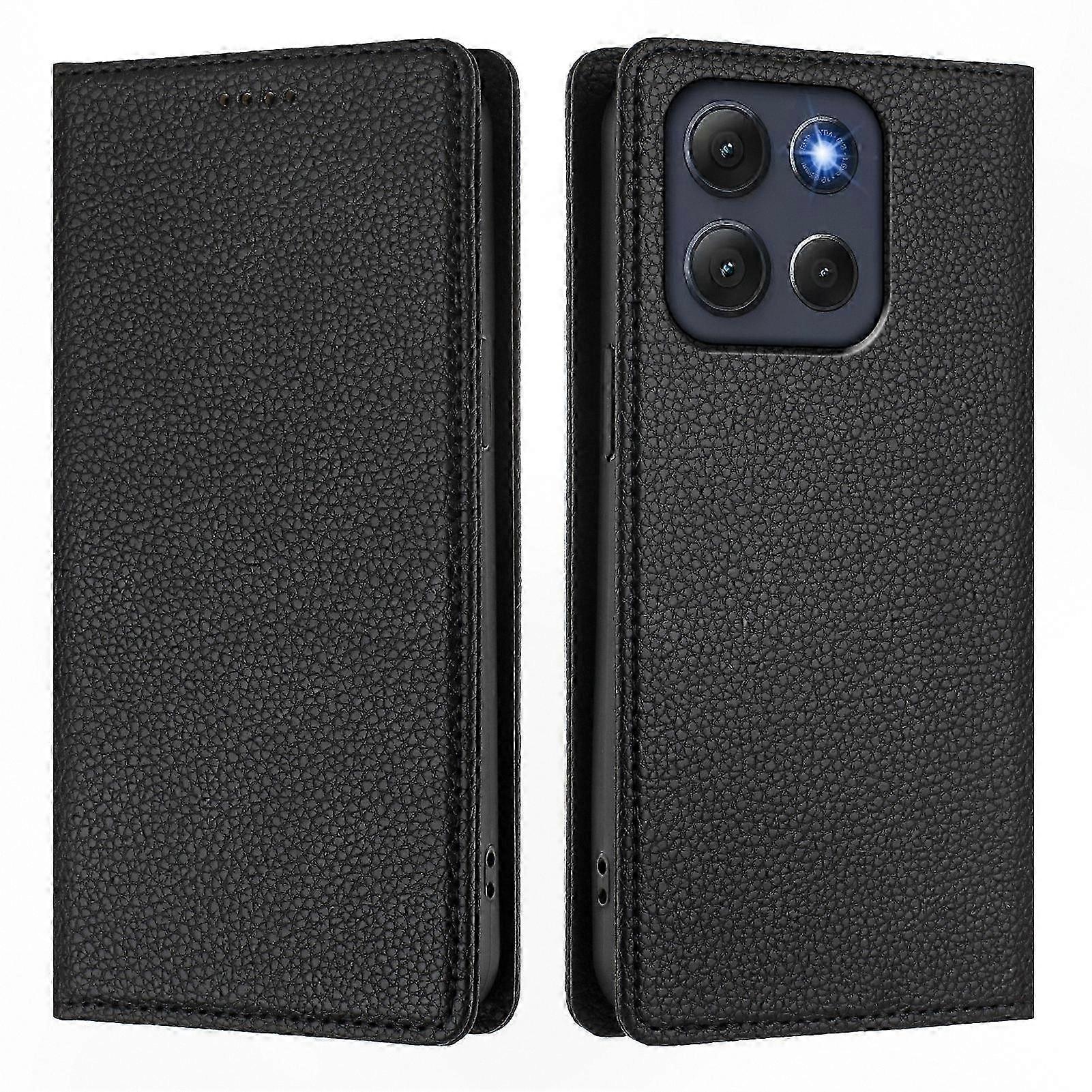 RFID Blocking Leather Phone Case with Litchi Texture for Moto G86 5G