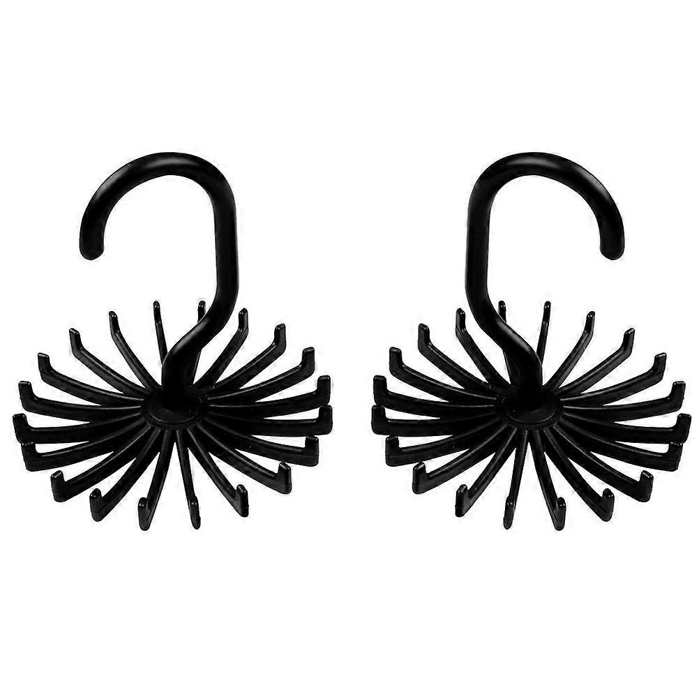 Rotating Tie Rack for Hanging Ties 2Pcs Black Non Slip Hanger Organizers