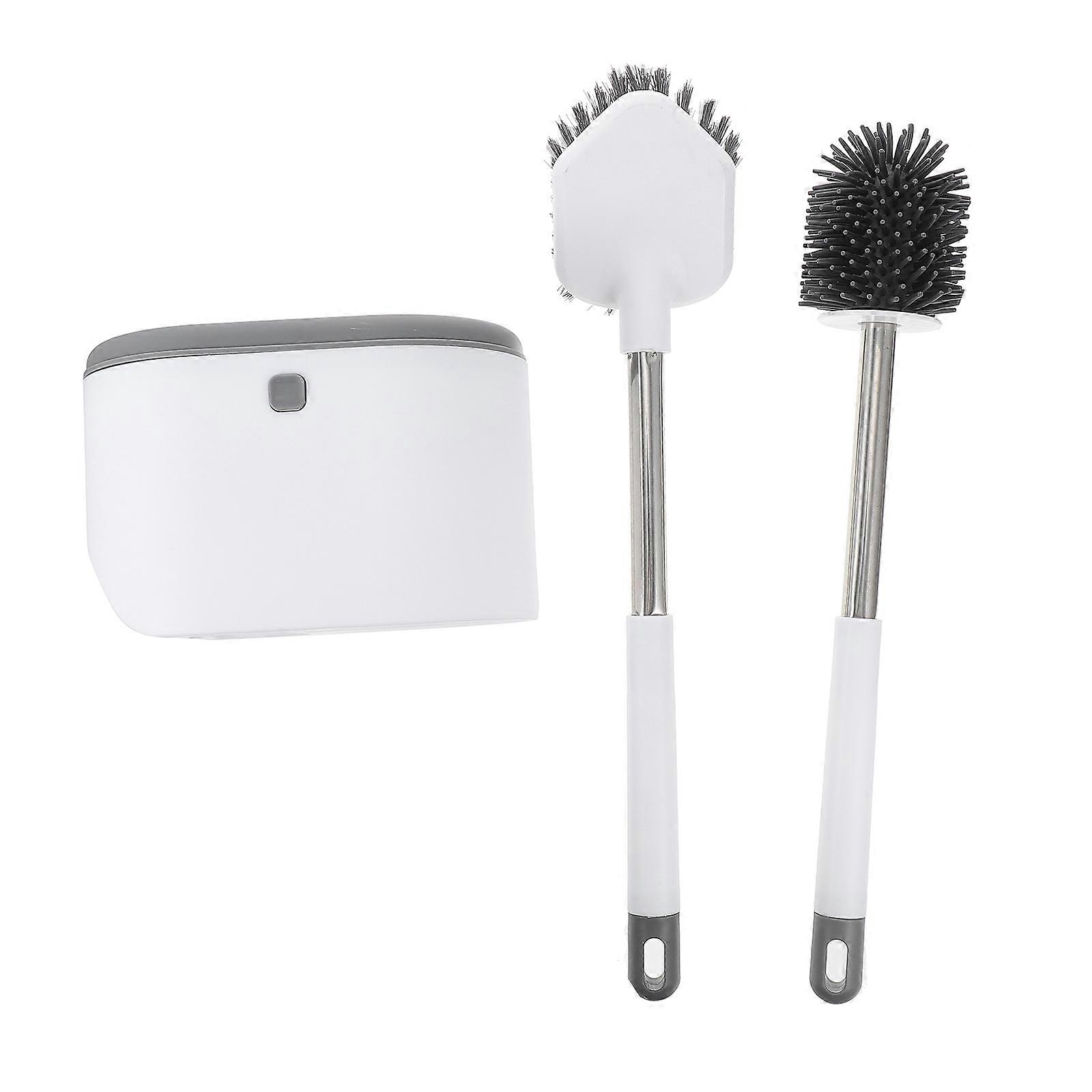 Bathroom Wall-Mounted Toilet Brush for Cleaning 2Sets White