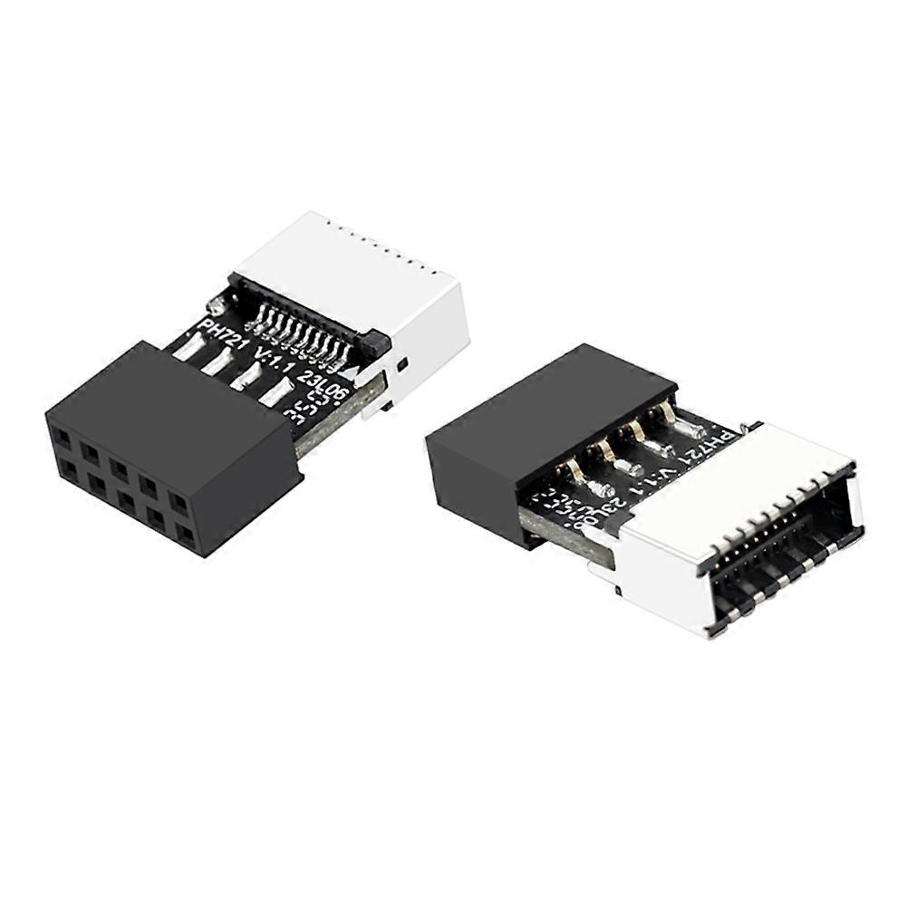 2Pcs Mainboard USB 2.0 9-Pin to Type-E 20-Pin Connector Adapter High-Speed USB Header Converter for Enhanced PC