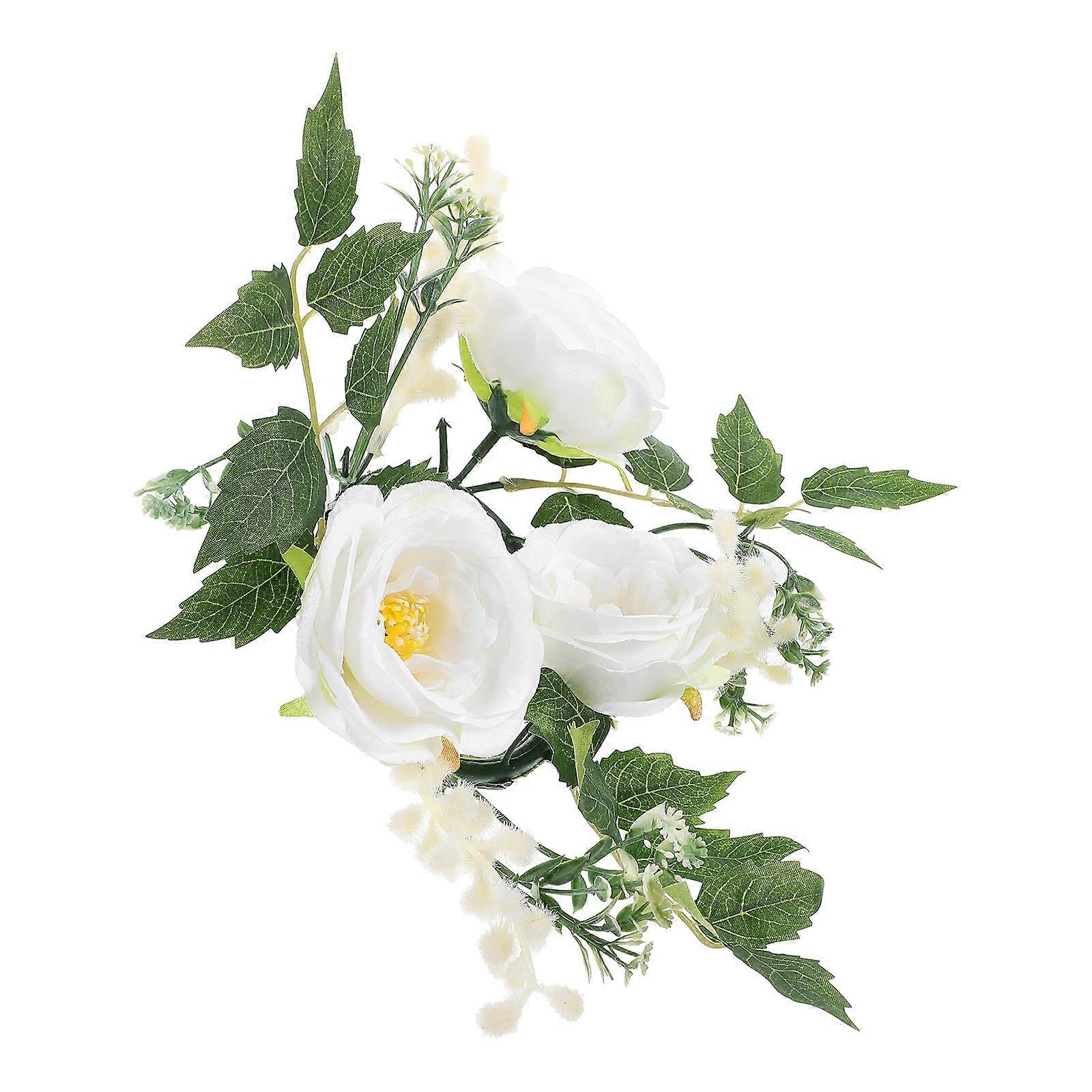 Artificial Flower Candle Ring Wreath For Gathering And Banquet With Circular Design 3Pcs