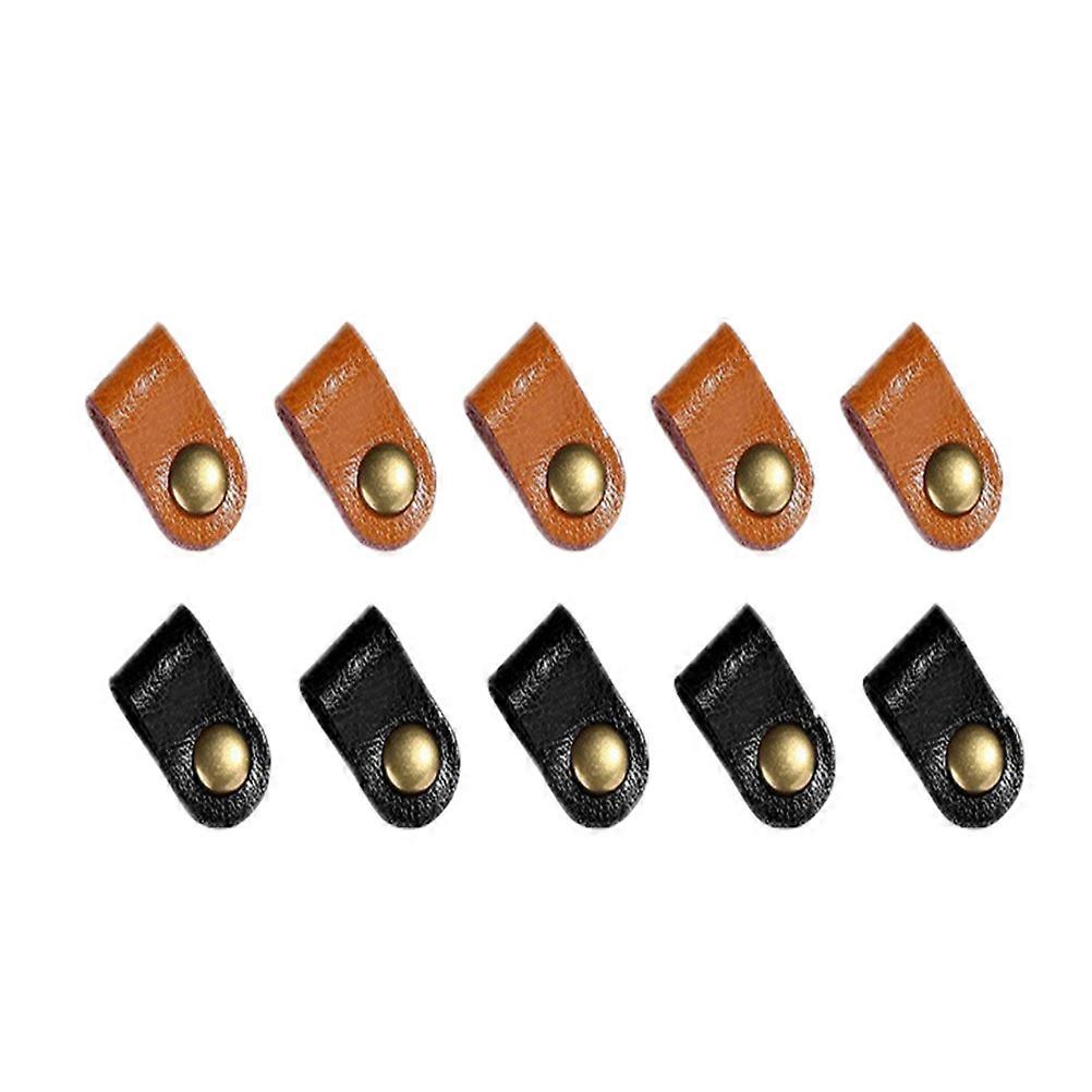 PU Cord Management Headset Winder For Cellphone Charging Lines And Computer Cables In Brown