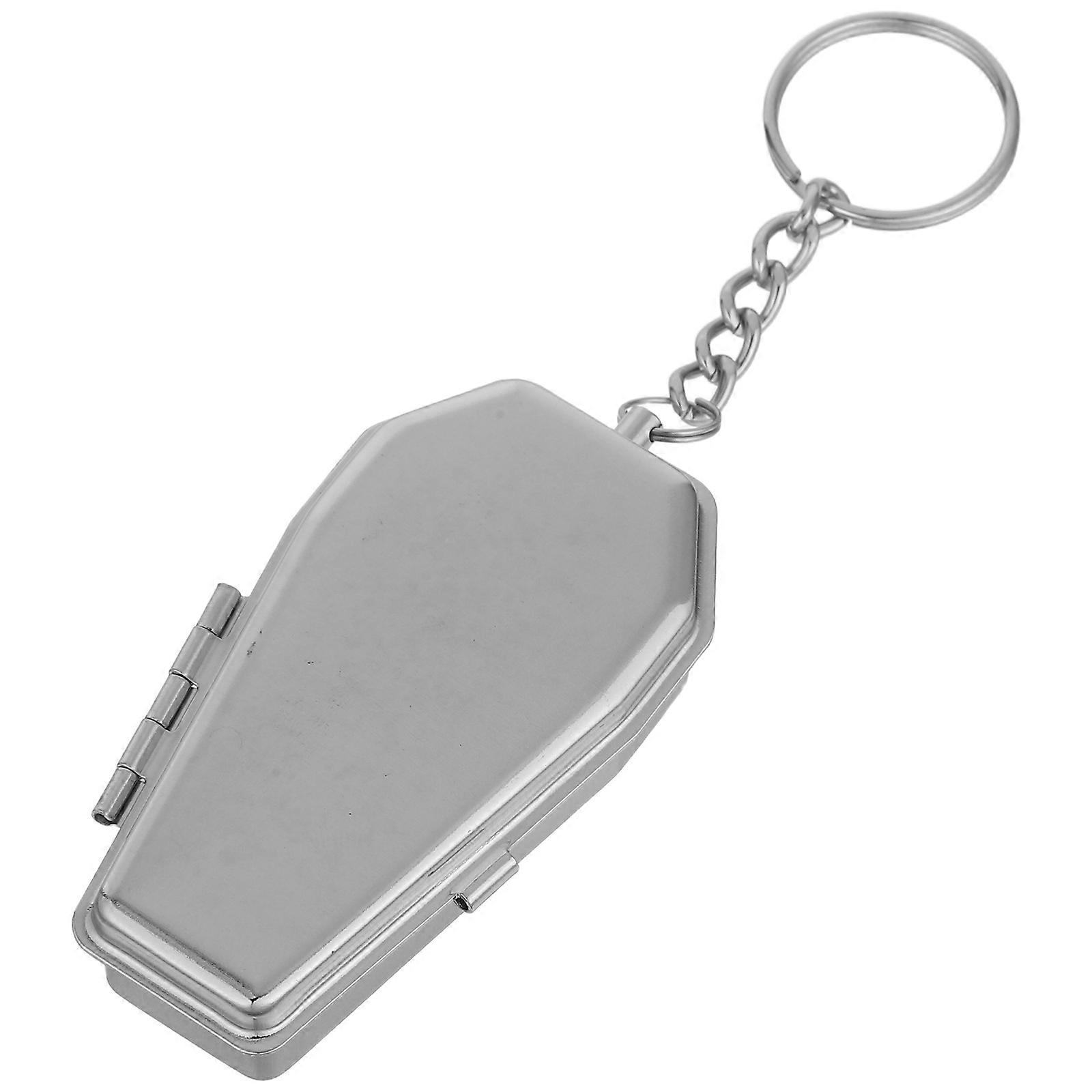 Portable Ashtray Metal Coffin Shaped Keychain for Outdoor Use 4Pcs