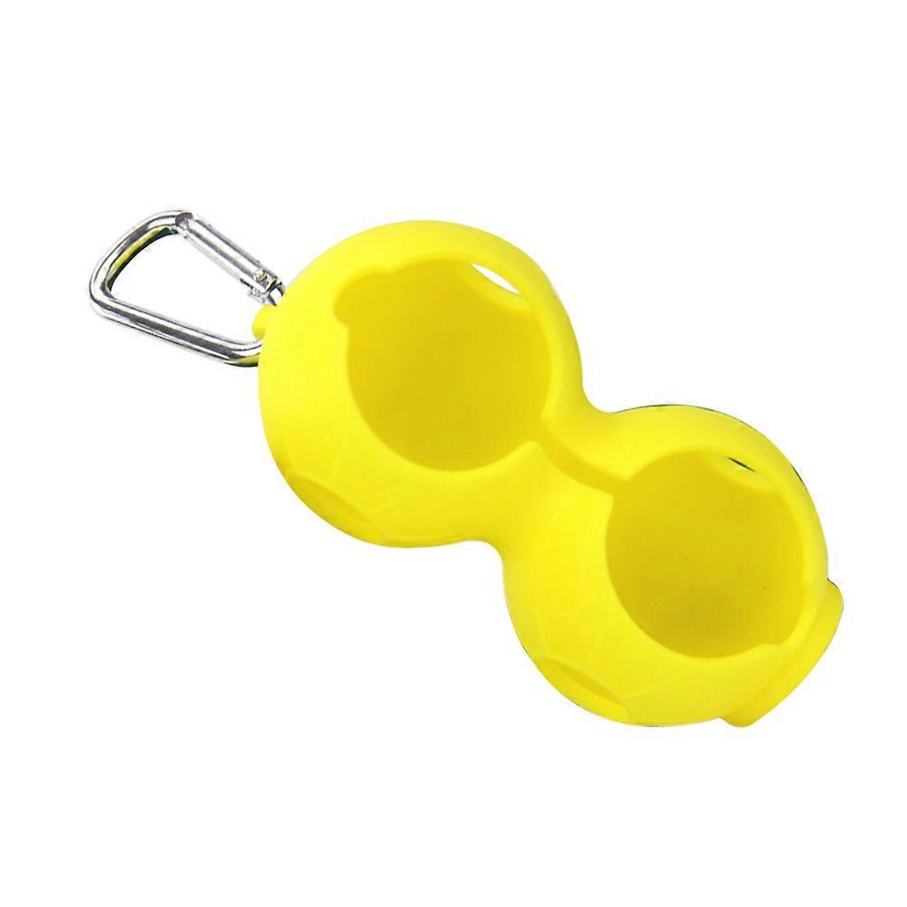 Ball Holder Silicone Carrier for Dual Ball Storage with Hook 2Pcs Yellow