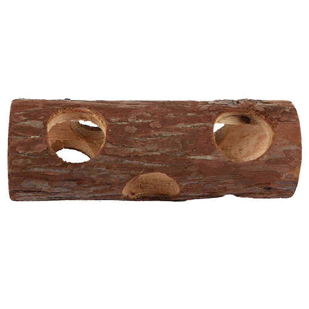Guinea Pig Tunnel Wood Hamster Hideout for Pets 2Pcs Brown Play Toy