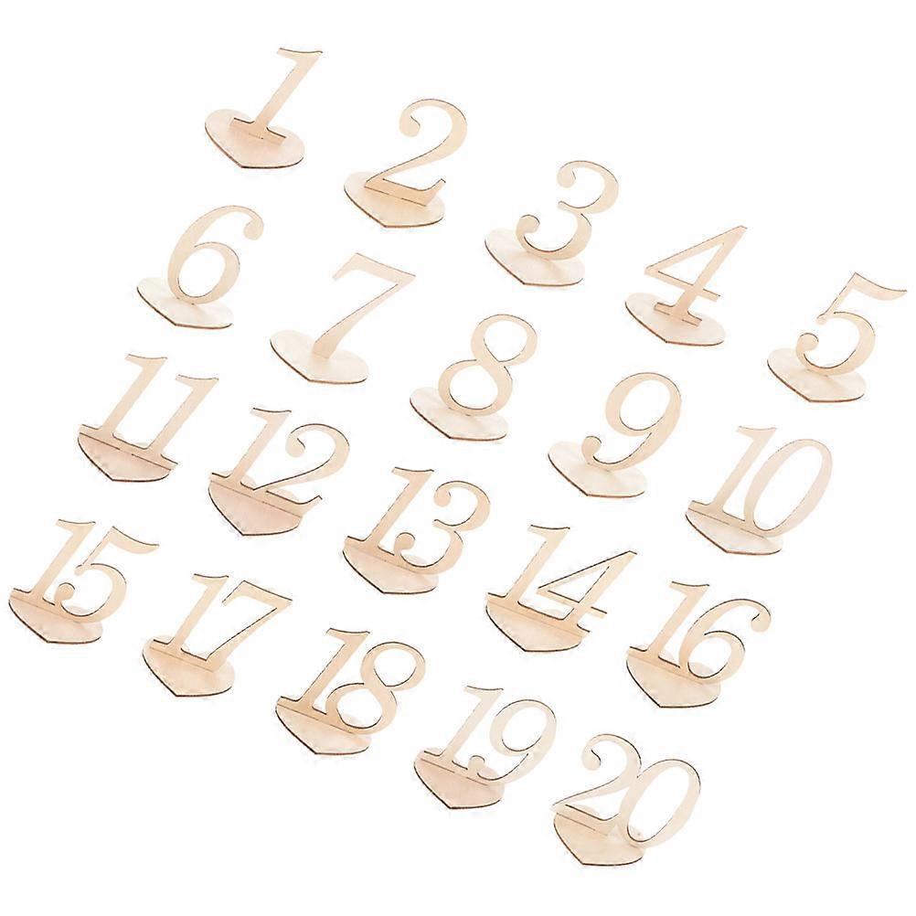 Wedding Table Number Sign Classic Style Table Numbers Cards For Catering Events Khaki Color Wooden Material 20Set