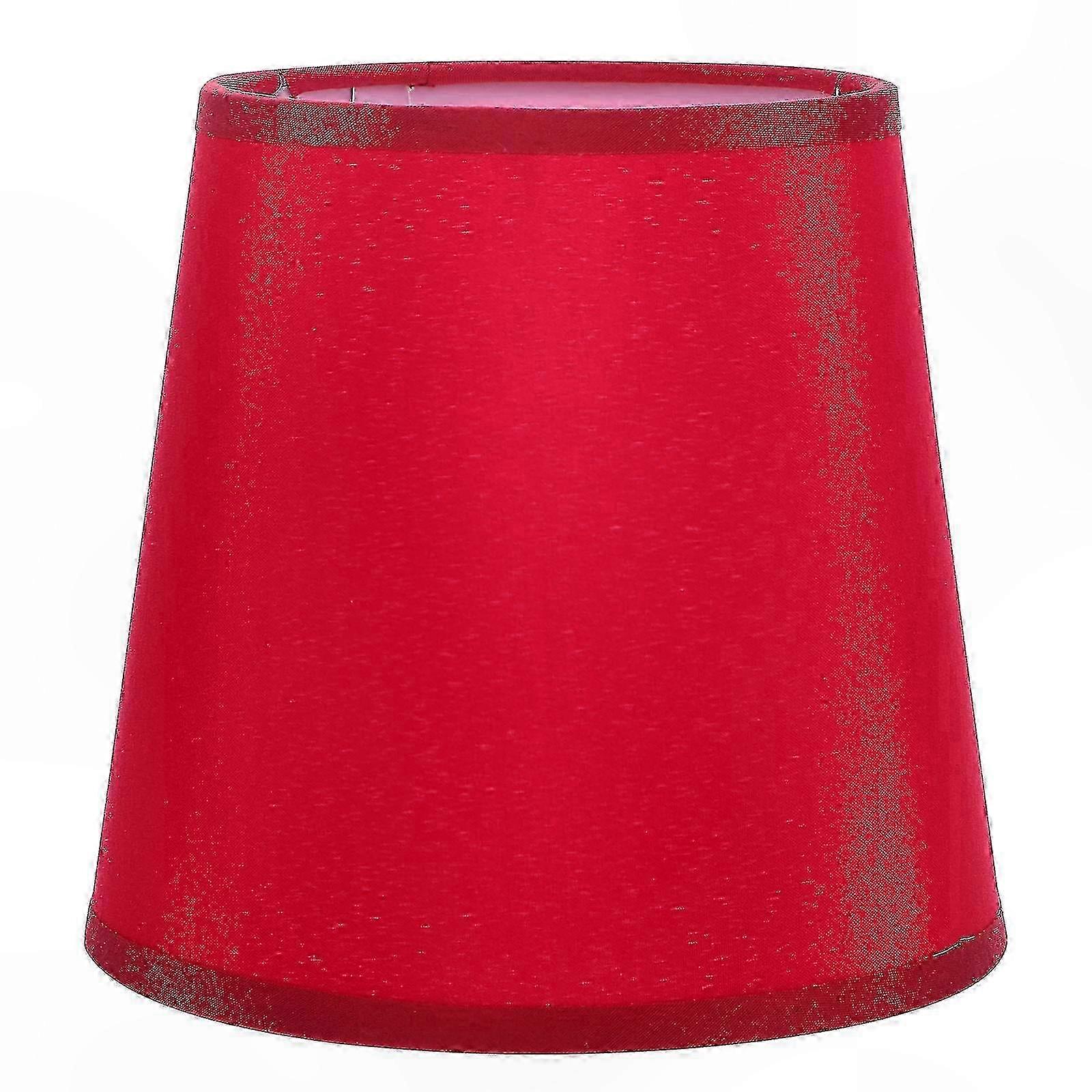 Table Lamp Shade Cover in Red Fabric with Transparent Design for Small Bulbs
