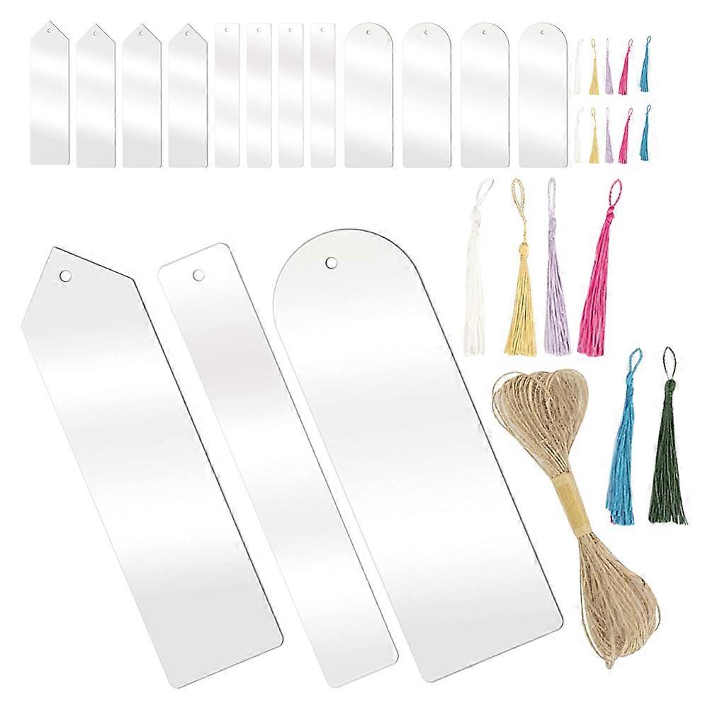 Acrylic Bookmarks for DIY Crafting 1Set Transparent Blank Bookmarks with Tassel