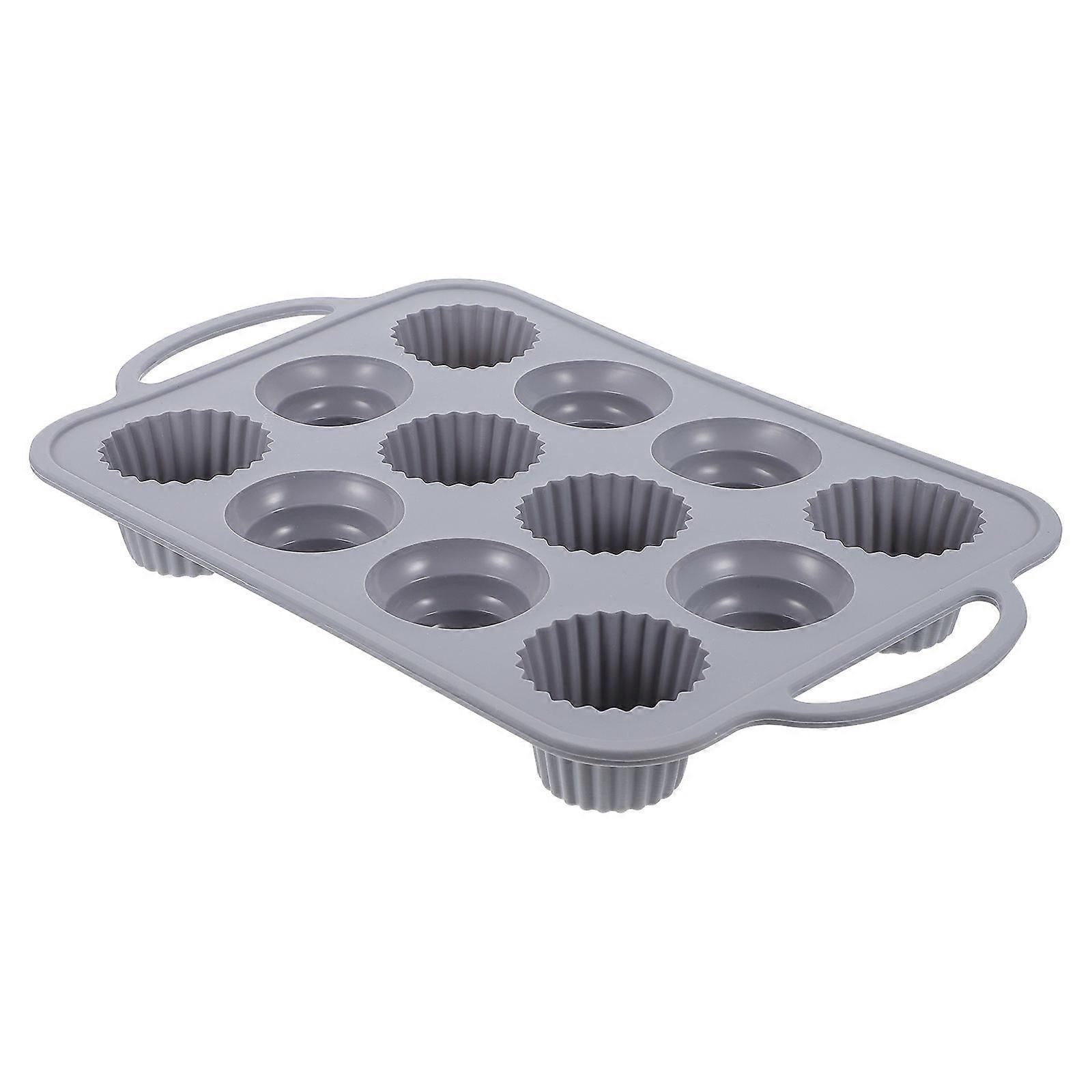 Anti Slip Handle Silicone Baking Molds for Baking 2Pcs Grey Cupcake Molds
