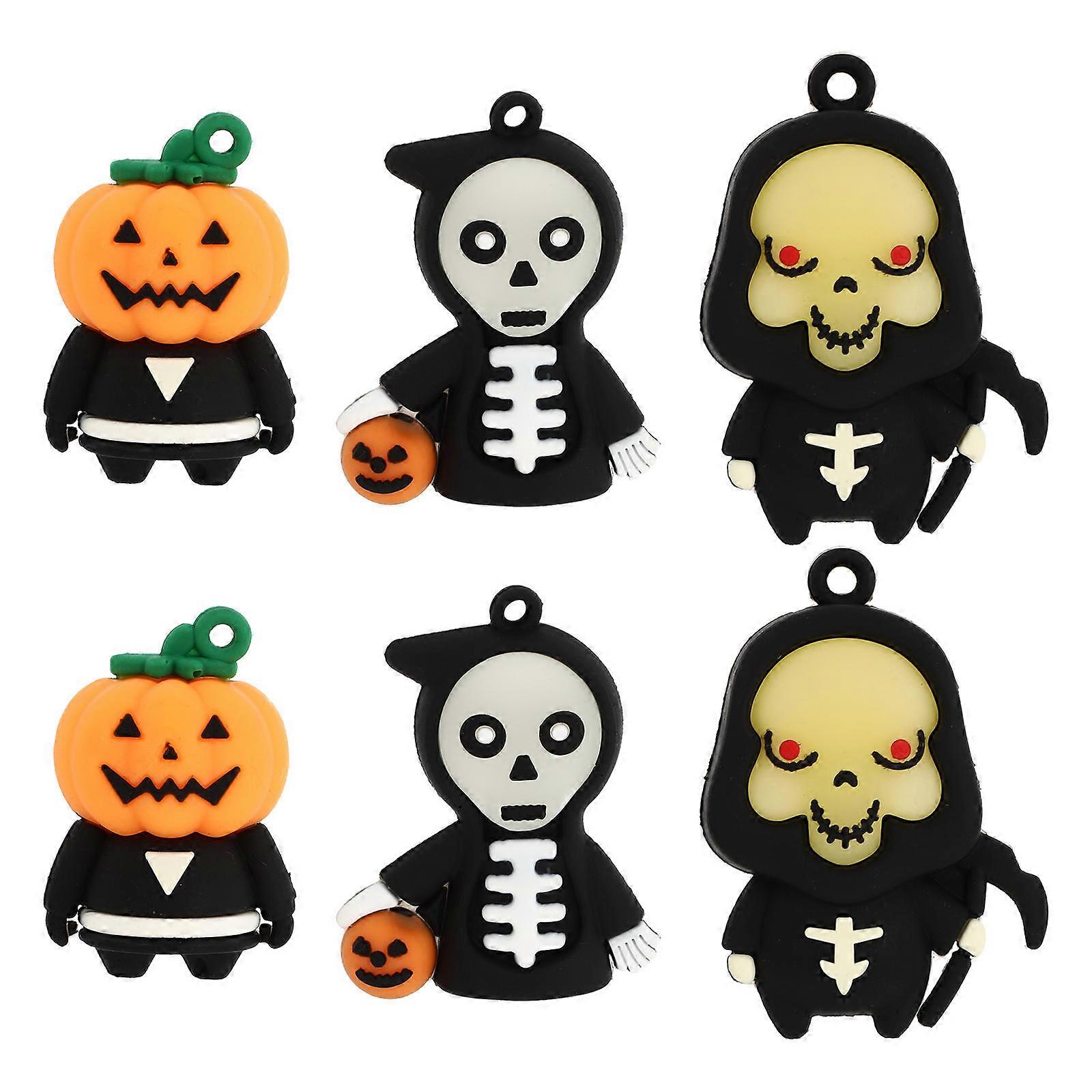 Creative Halloween Cake Decorations Polymer Clay Night Glow 6Pcs Set