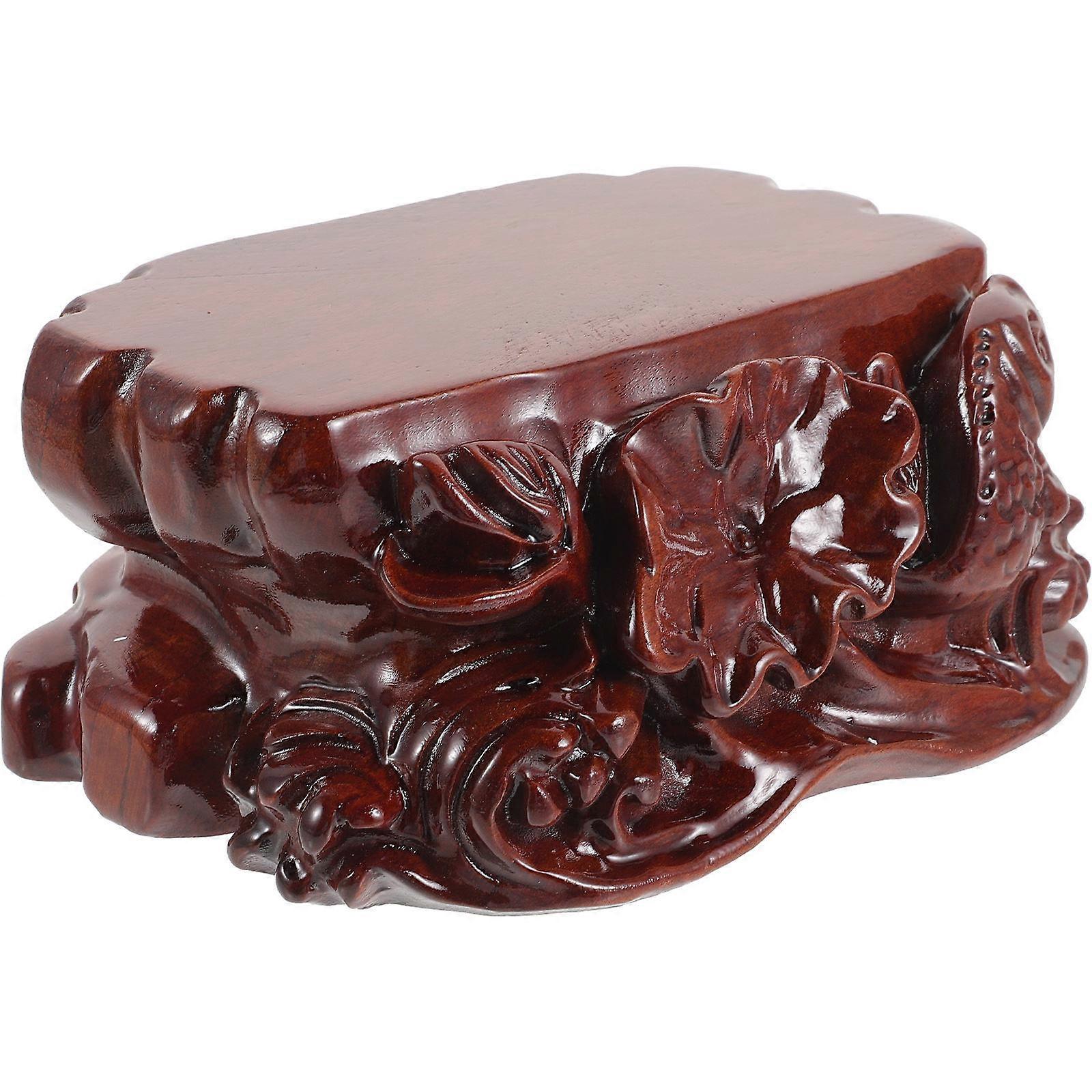 Brown Wood Riser Pedestal Stand for Display 2Pcs Solid Wooden Tray